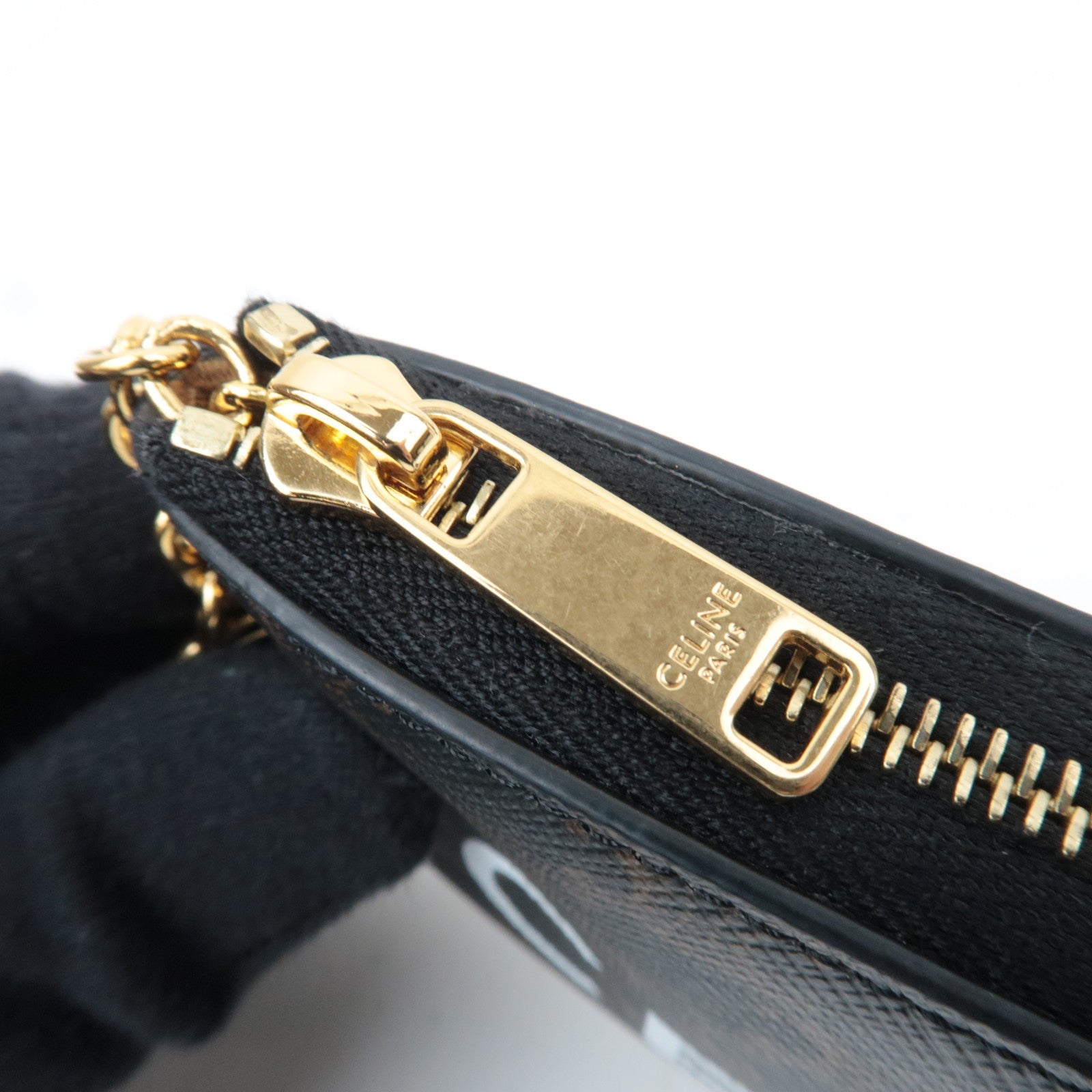 CELINE Triomphe PVC Logo Coin Case Black Brown