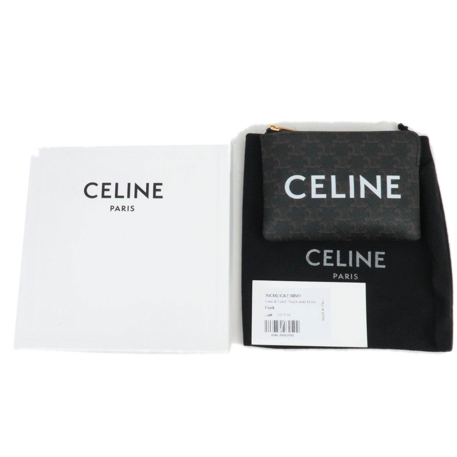 CELINE Triomphe PVC Logo Coin Case Black Brown