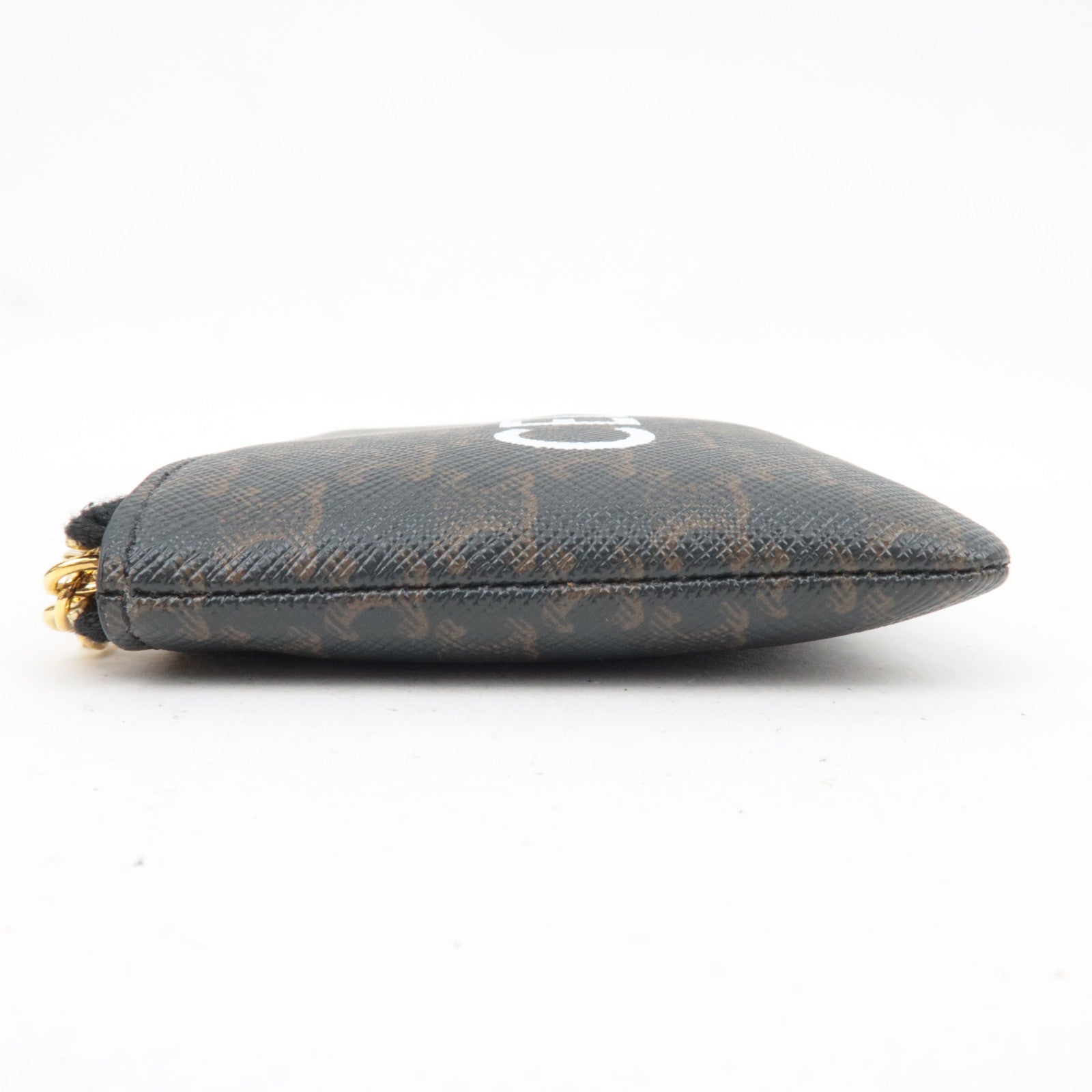 CELINE Triomphe PVC Logo Coin Case Black Brown