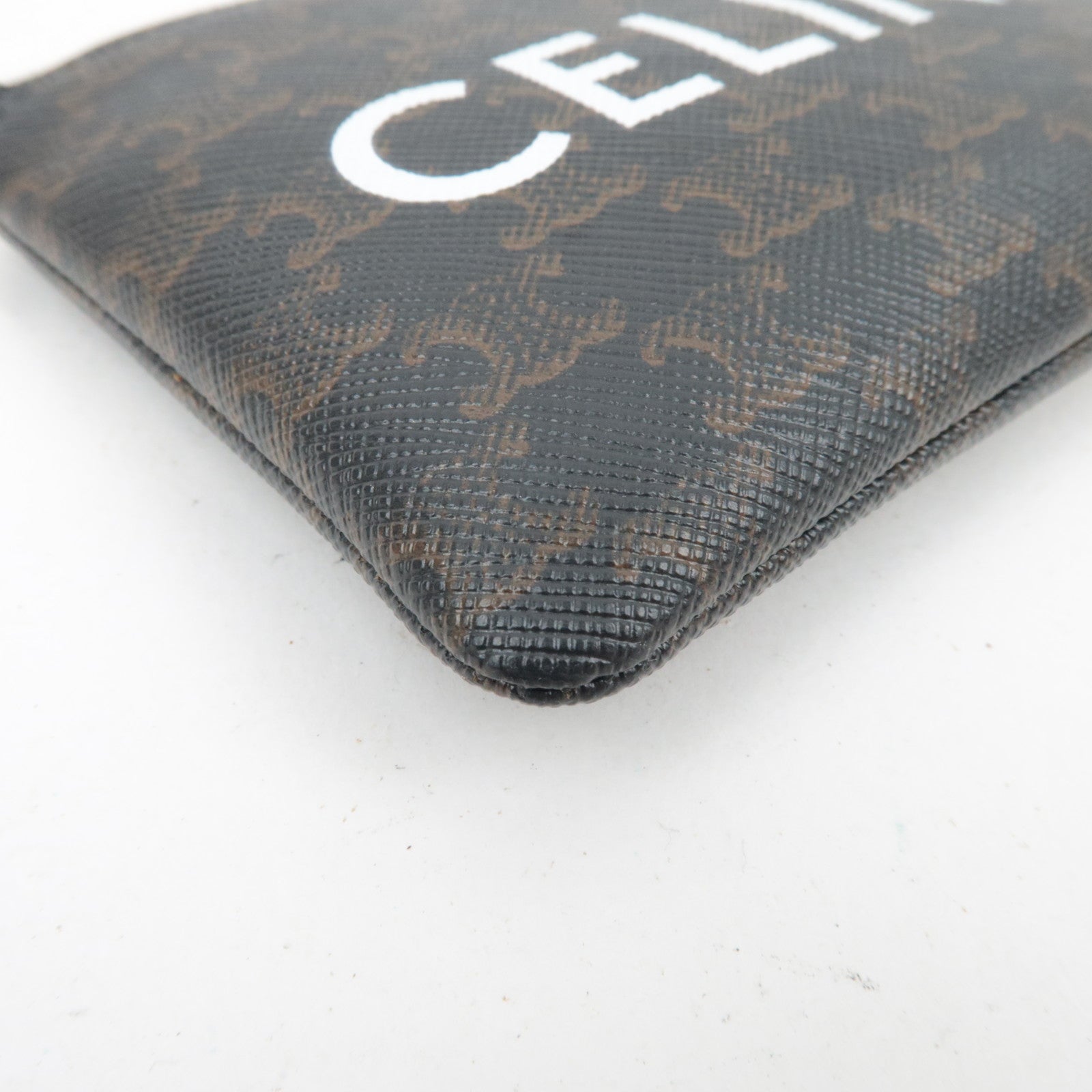 CELINE Triomphe PVC Logo Coin Case Black Brown