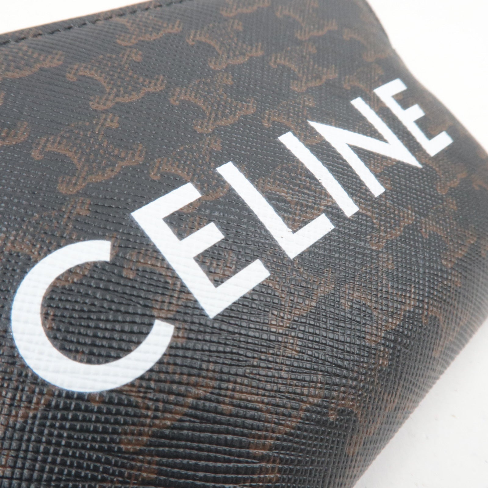 CELINE Triomphe PVC Logo Coin Case Black Brown