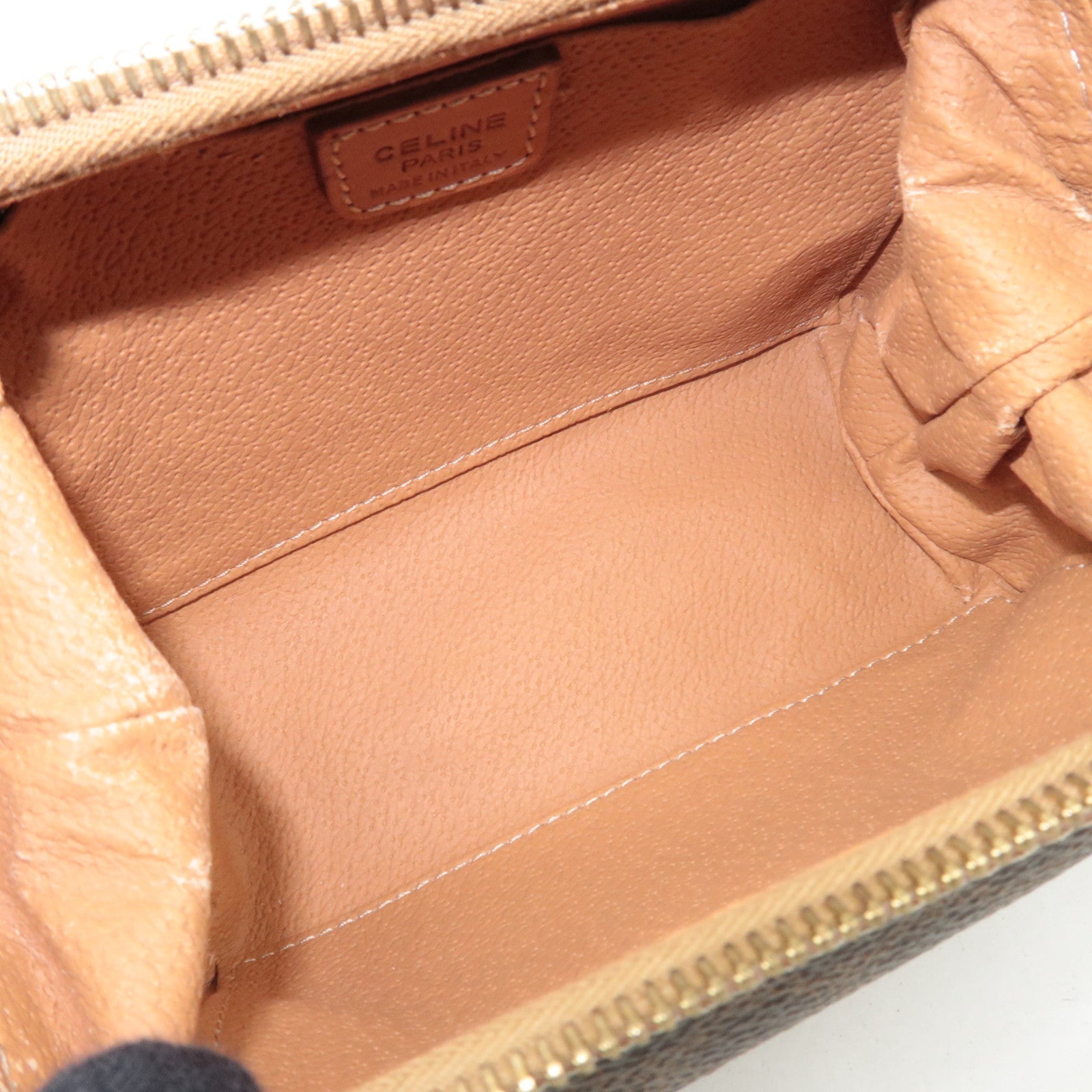 CELINE Macadam PVC Leather Cosmetic Pouch Brown