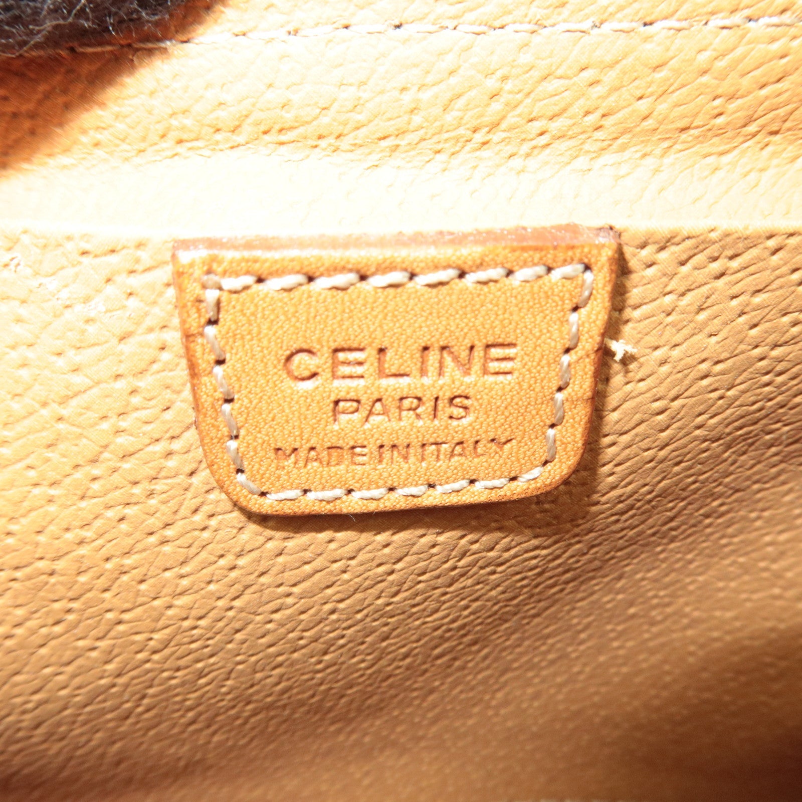 CELINE Macadam PVC Leather Cosmetic Pouch Brown