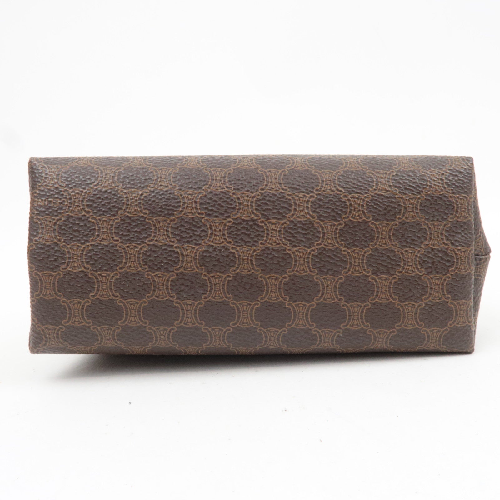 CELINE Macadam PVC Leather Cosmetic Pouch Brown