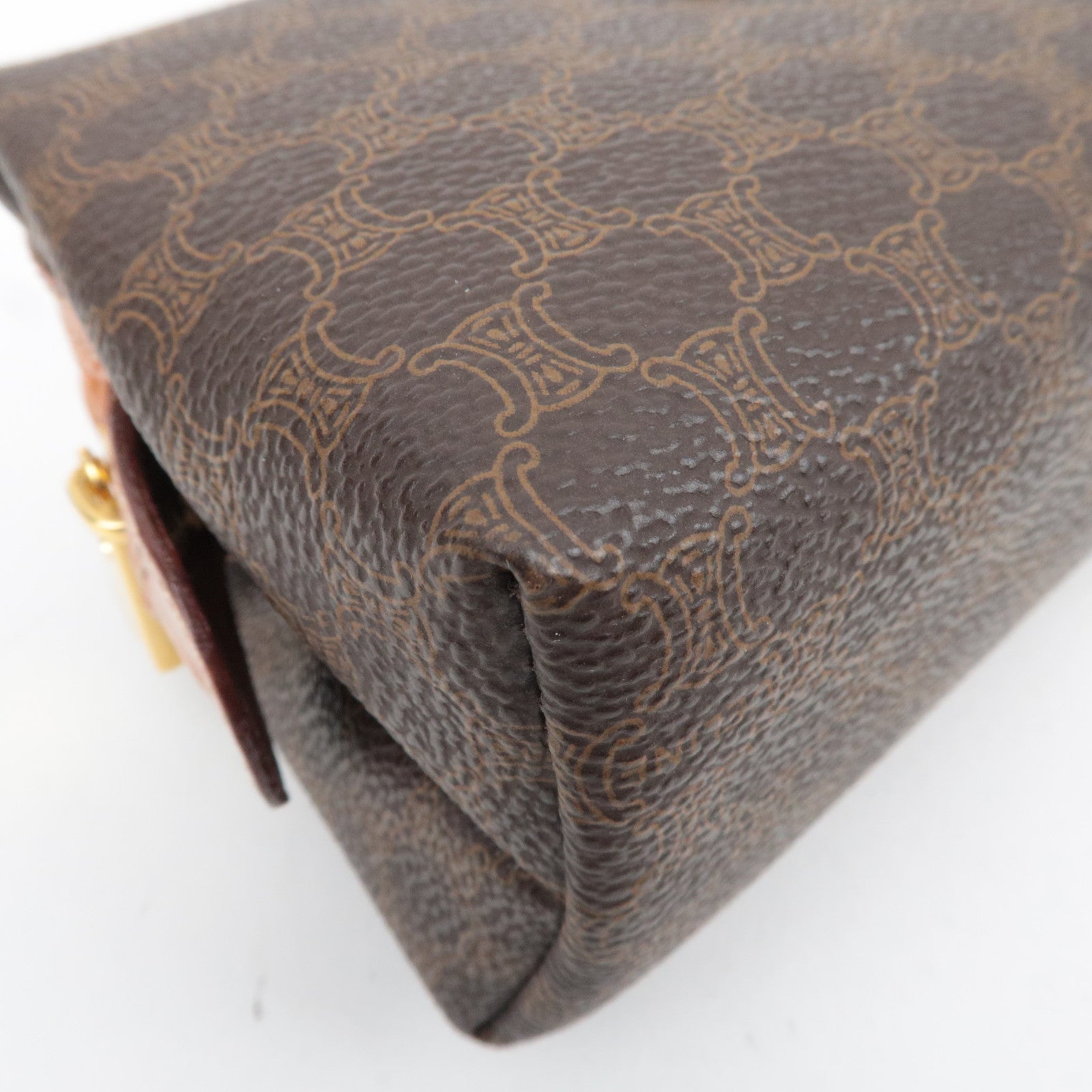 CELINE Macadam PVC Leather Cosmetic Pouch Brown