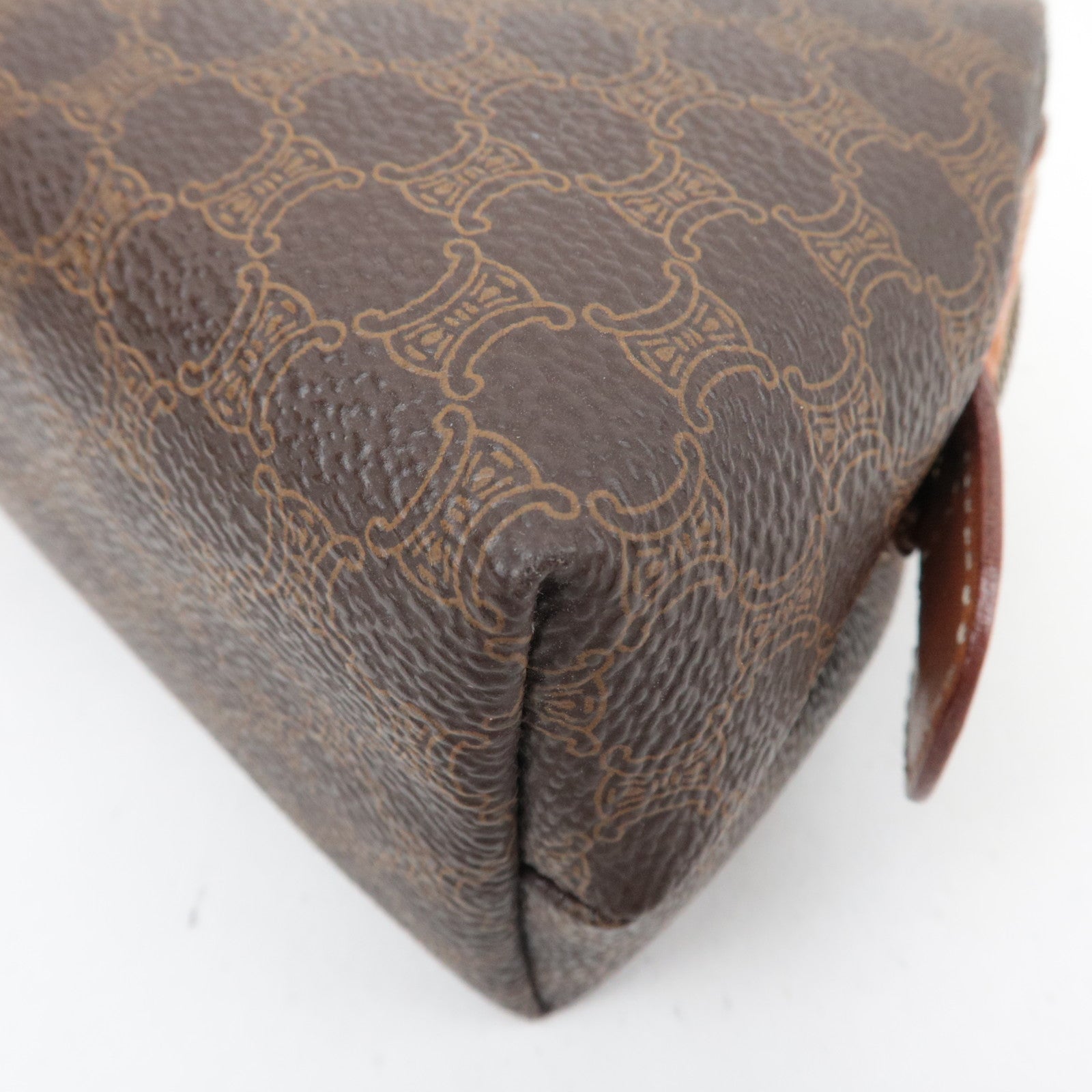 CELINE Macadam PVC Leather Cosmetic Pouch Brown