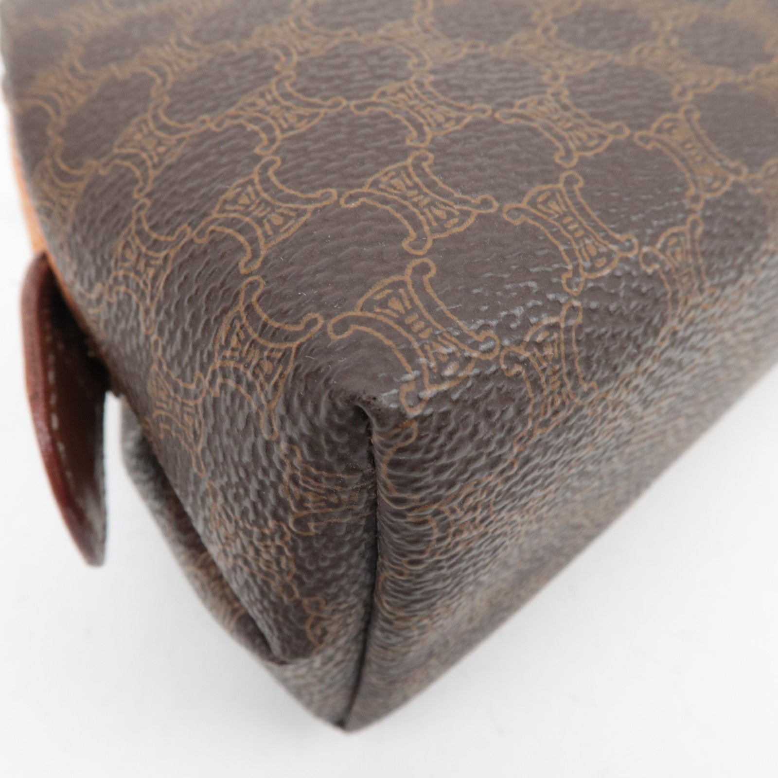 CELINE Macadam PVC Leather Cosmetic Pouch Brown
