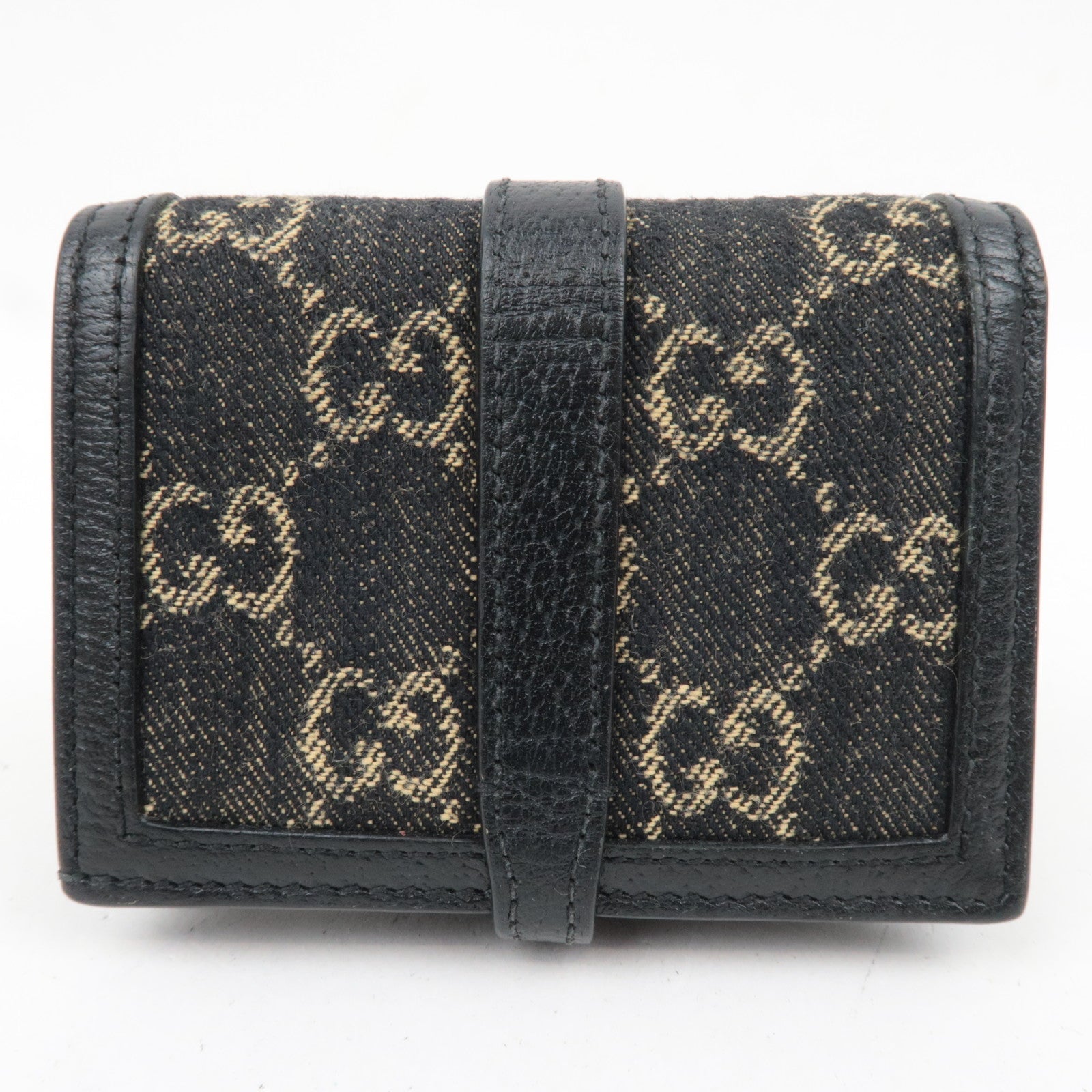 GUCCI New Jackie GG Denim Leather Bifold Wallet Navy 645536