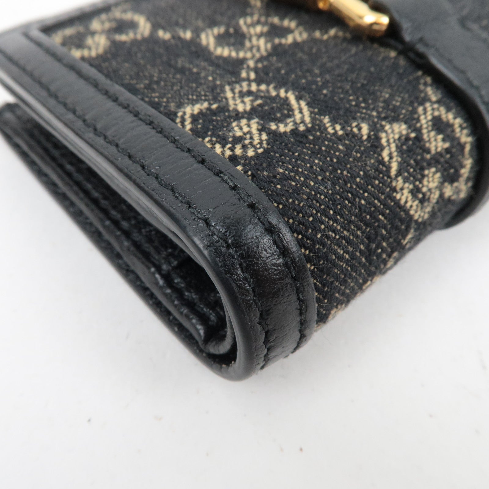 GUCCI New Jackie GG Denim Leather Bifold Wallet Navy 645536