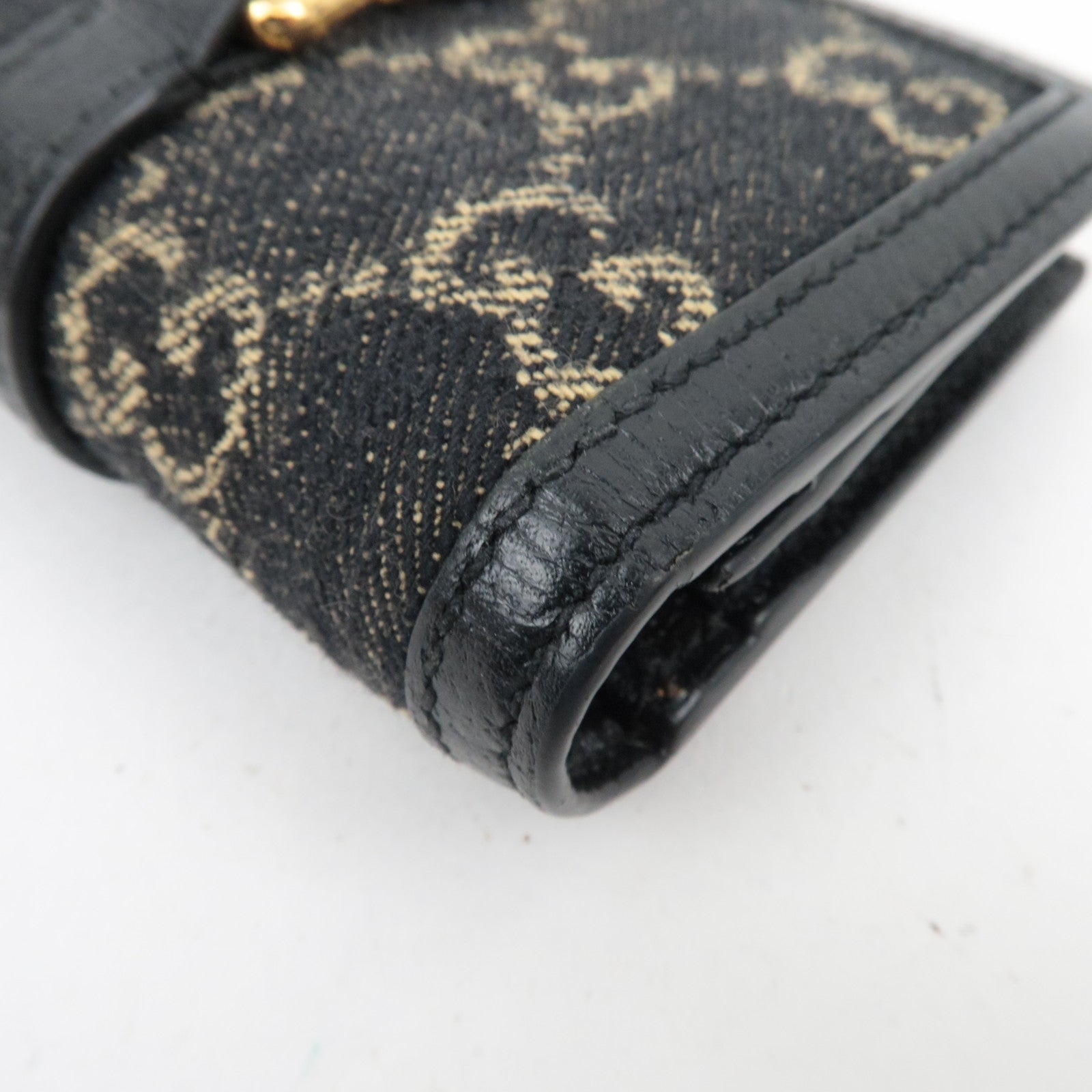 GUCCI New Jackie GG Denim Leather Bifold Wallet Navy 645536