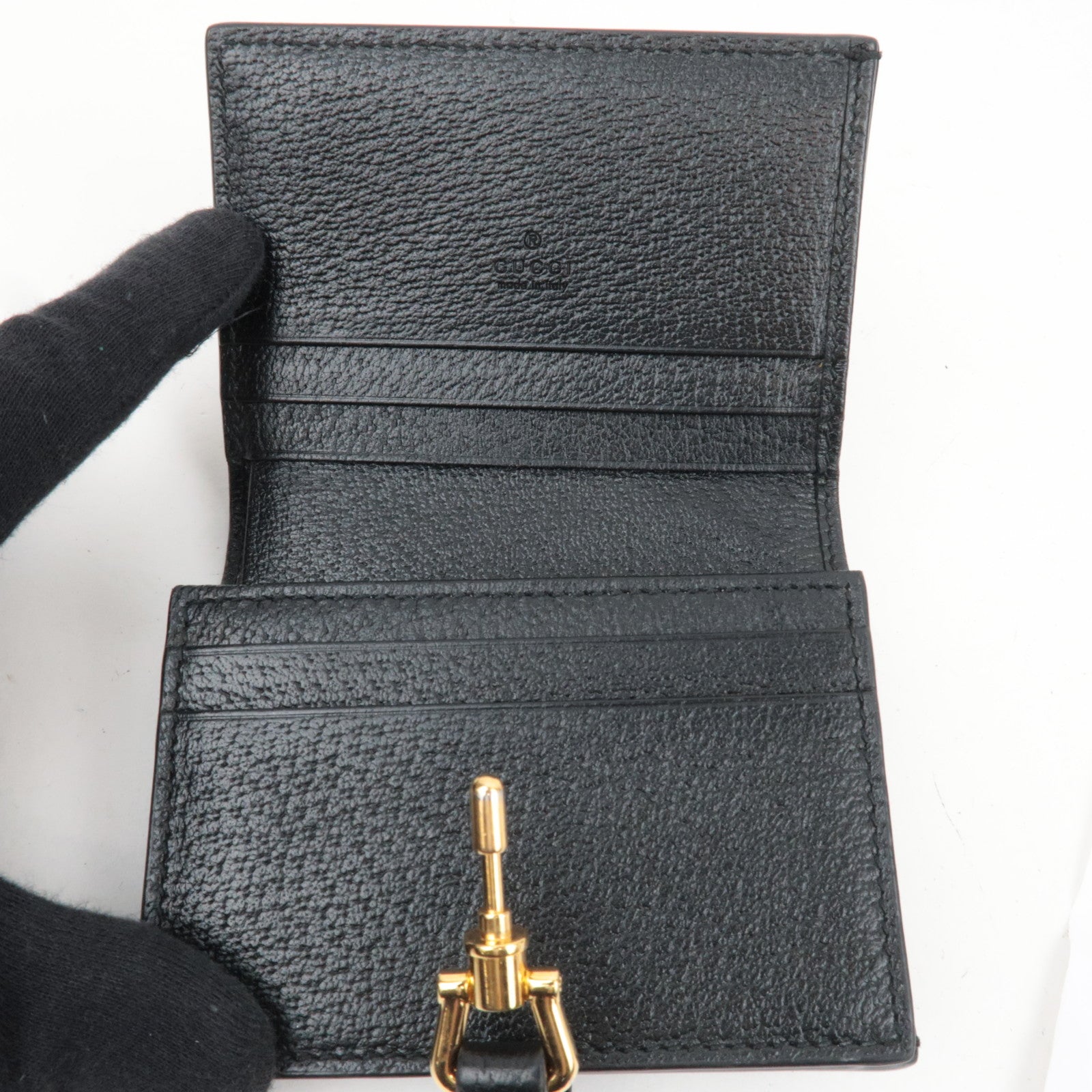 GUCCI New Jackie GG Denim Leather Bifold Wallet Navy 645536