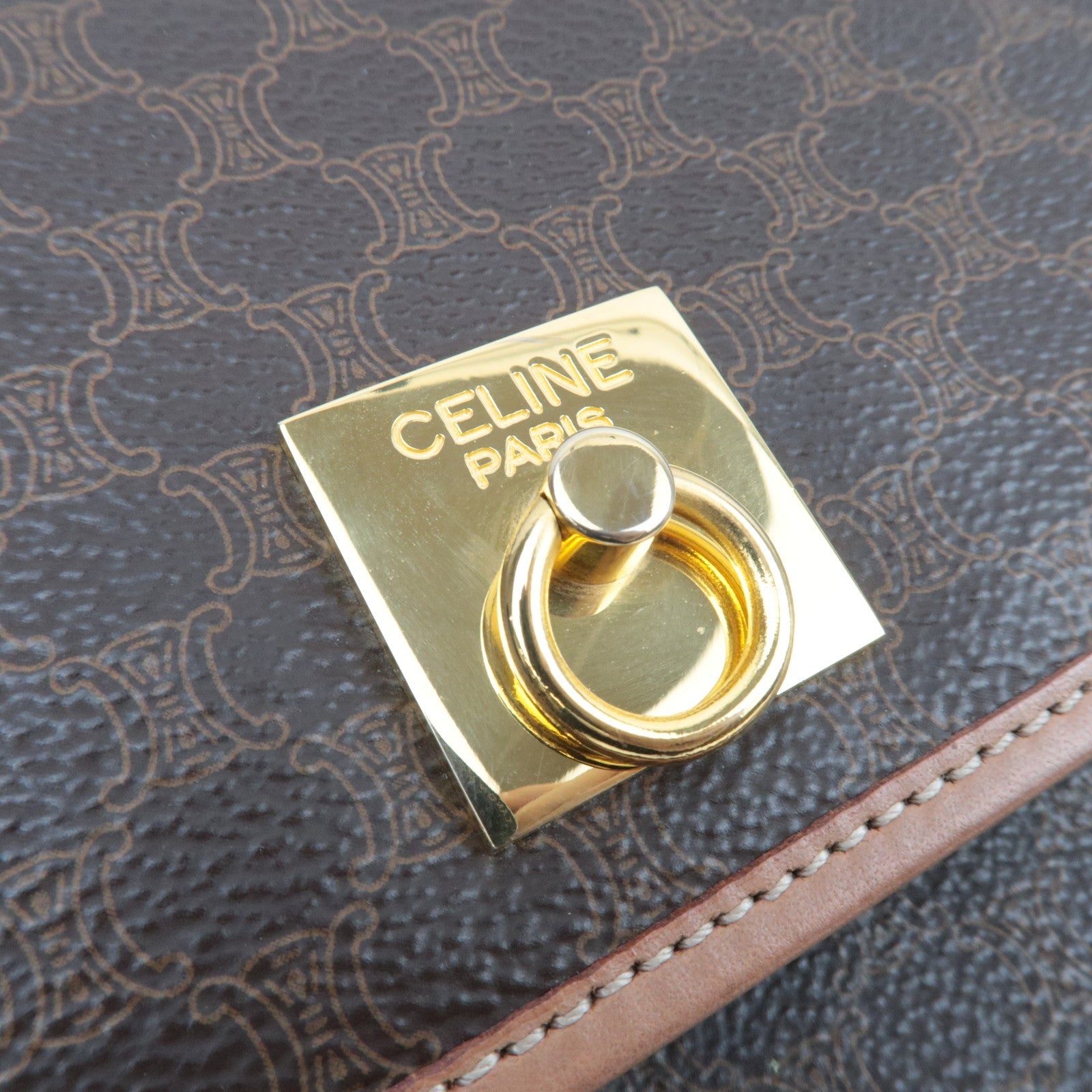 CELINE Macadam PVC Leather Shoulder Bag Brown