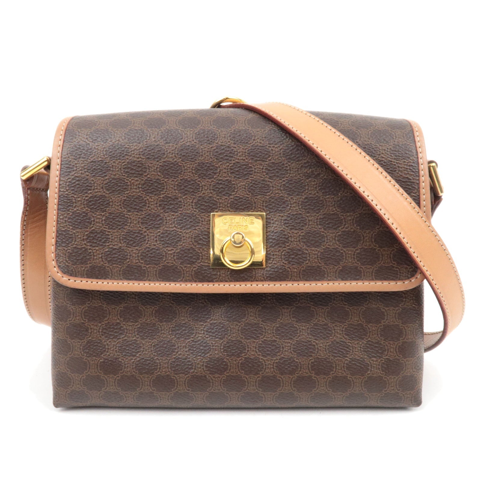 CELINE Macadam PVC Leather Shoulder Bag Brown86027