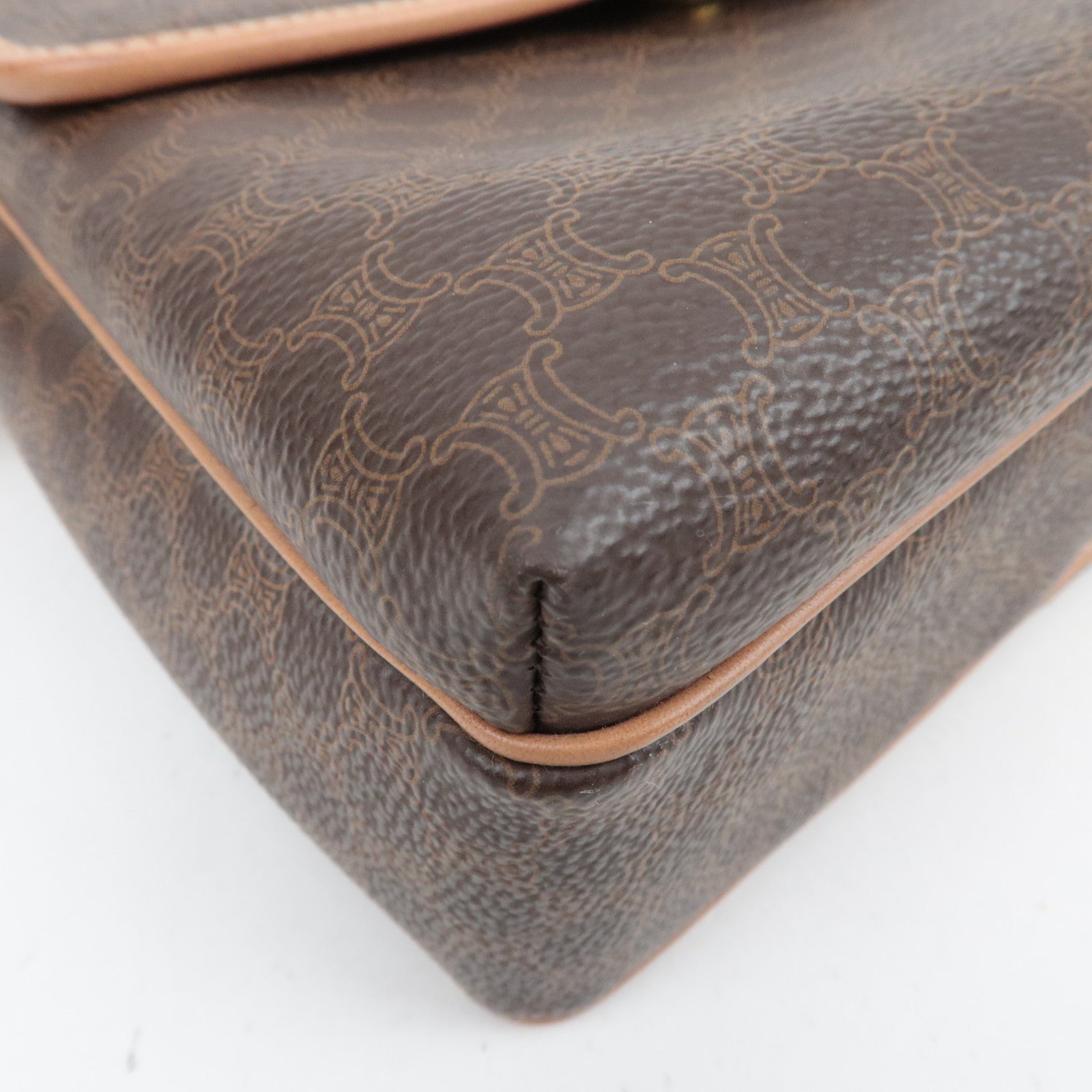 CELINE Macadam PVC Leather Shoulder Bag Brown