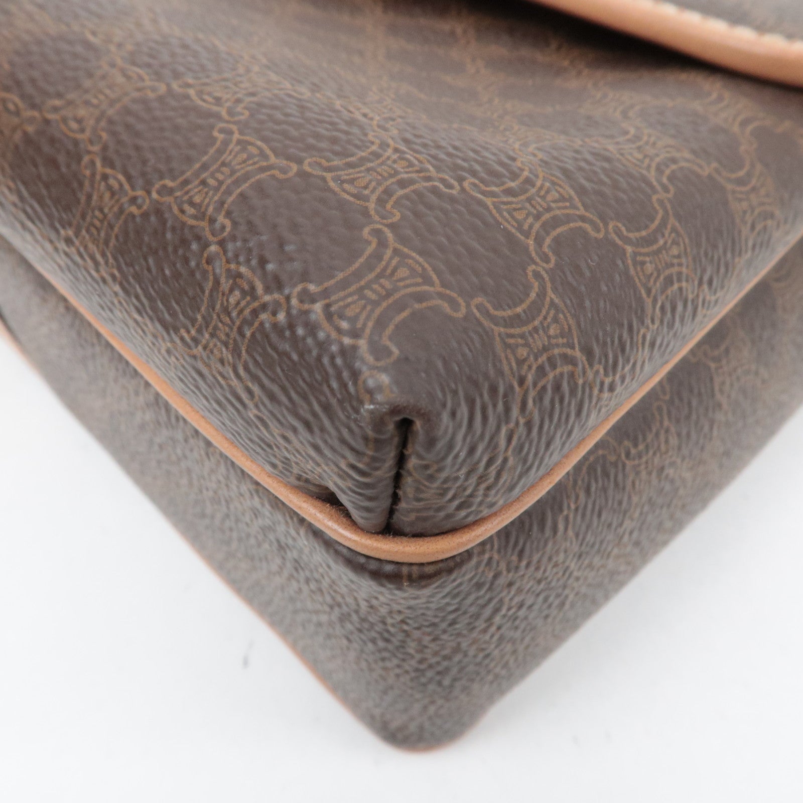 CELINE Macadam PVC Leather Shoulder Bag Brown