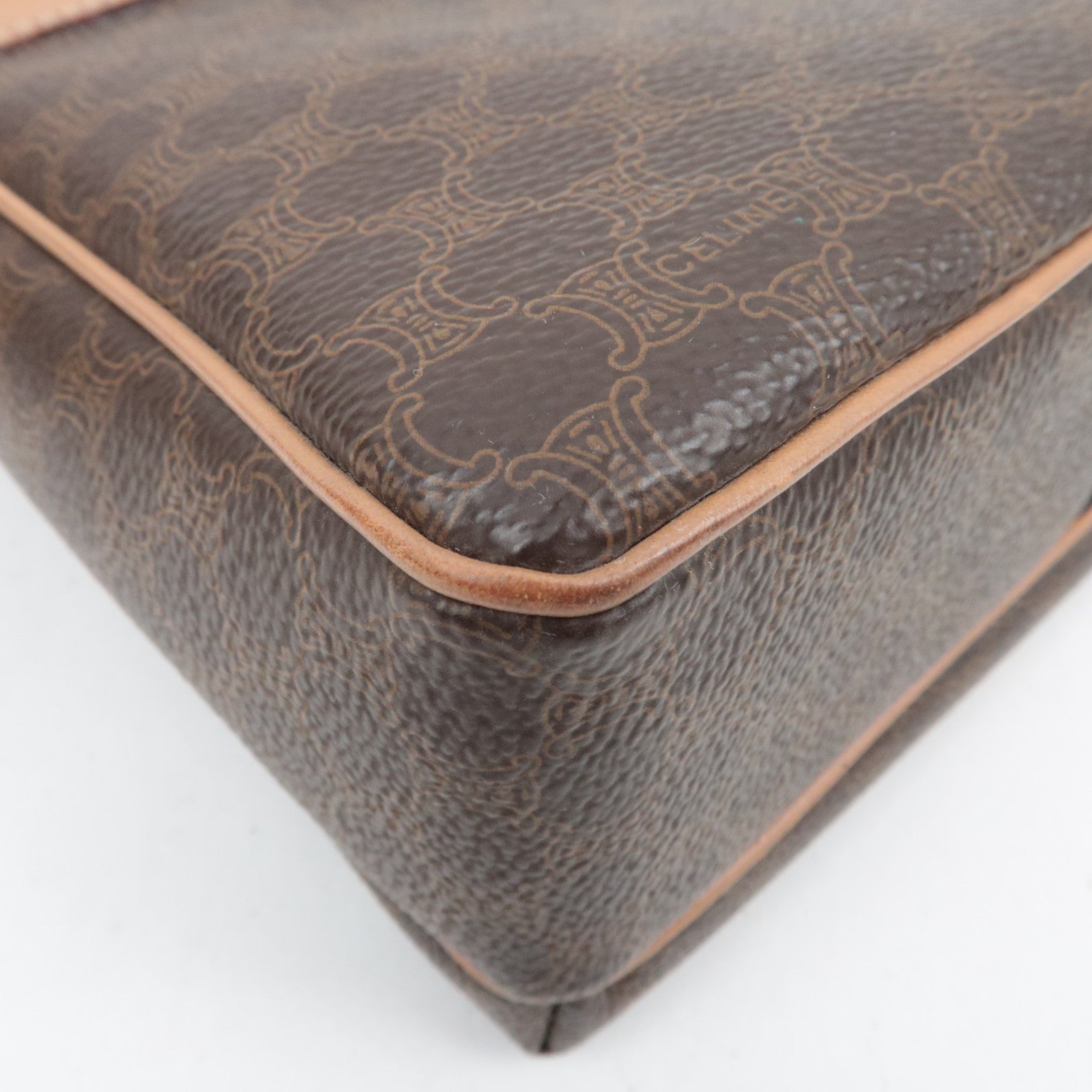 CELINE Macadam PVC Leather Shoulder Bag Brown