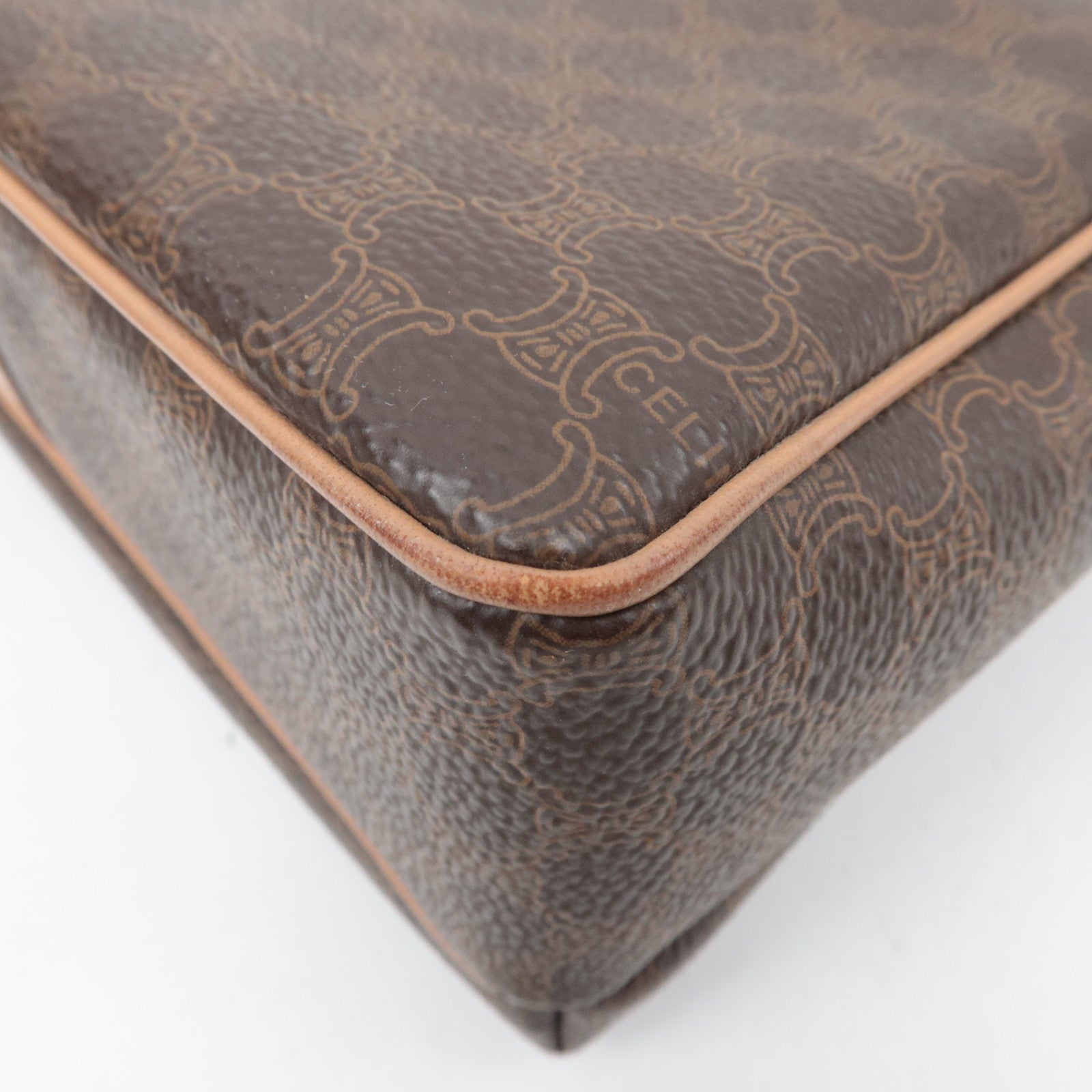 CELINE Macadam PVC Leather Shoulder Bag Brown