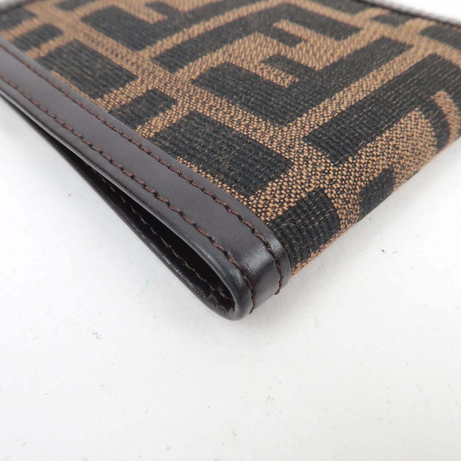 FENDI Zucca Canvas Leather Bifold Wallet Brown Black 30789