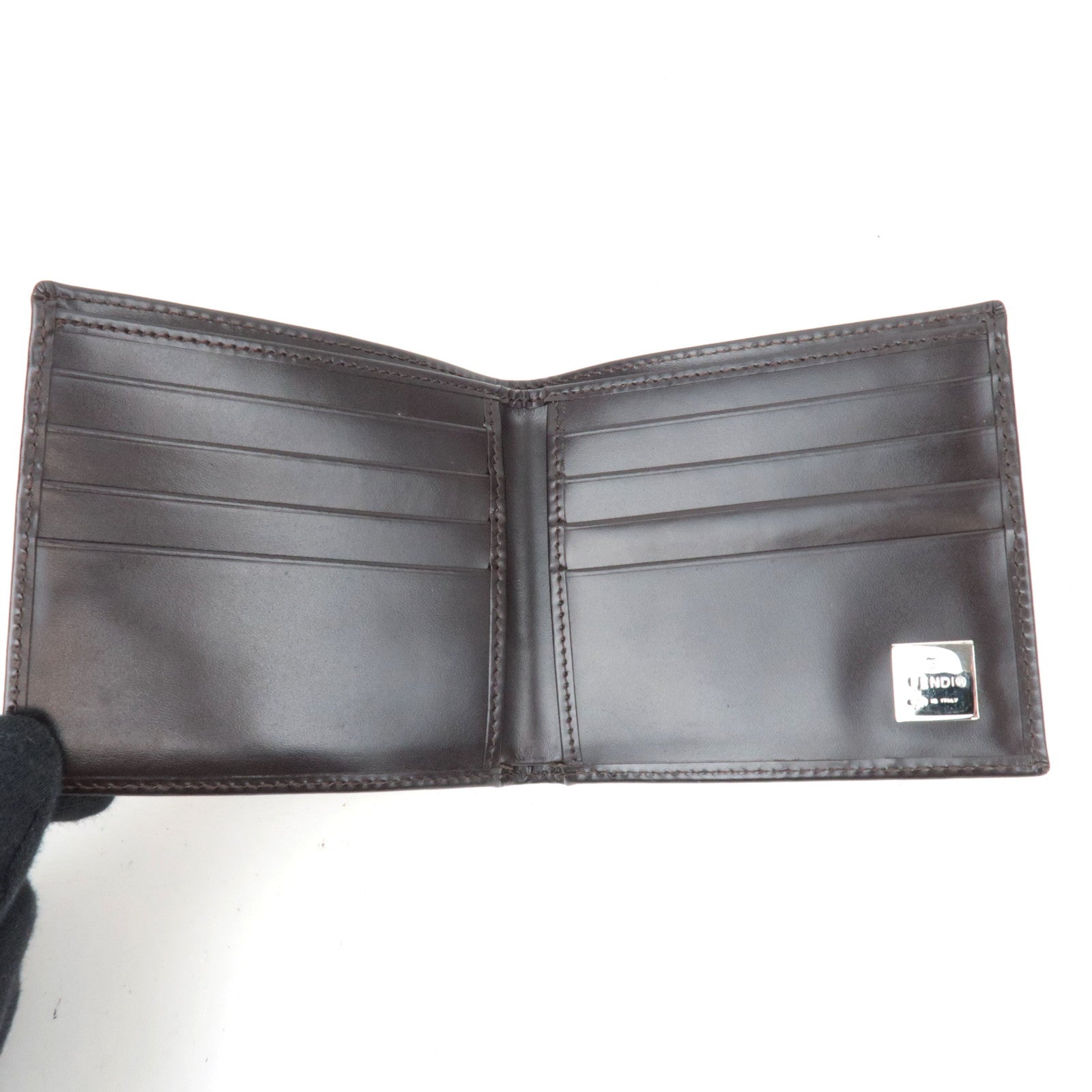 FENDI Zucca Canvas Leather Bifold Wallet Brown Black 30789