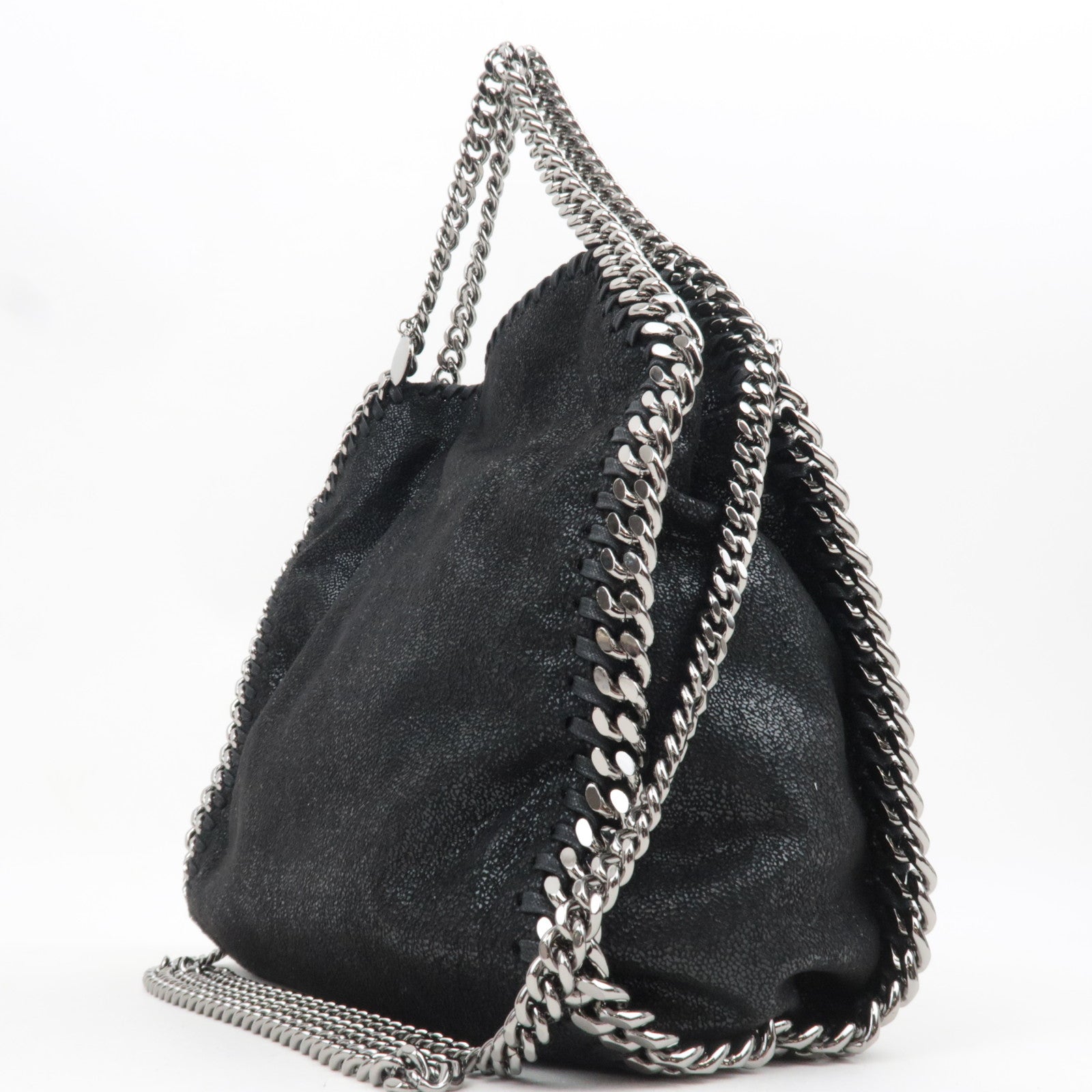 Stella McCartney Falabella Vegan Leather Metal Chain Tote Bag Black
