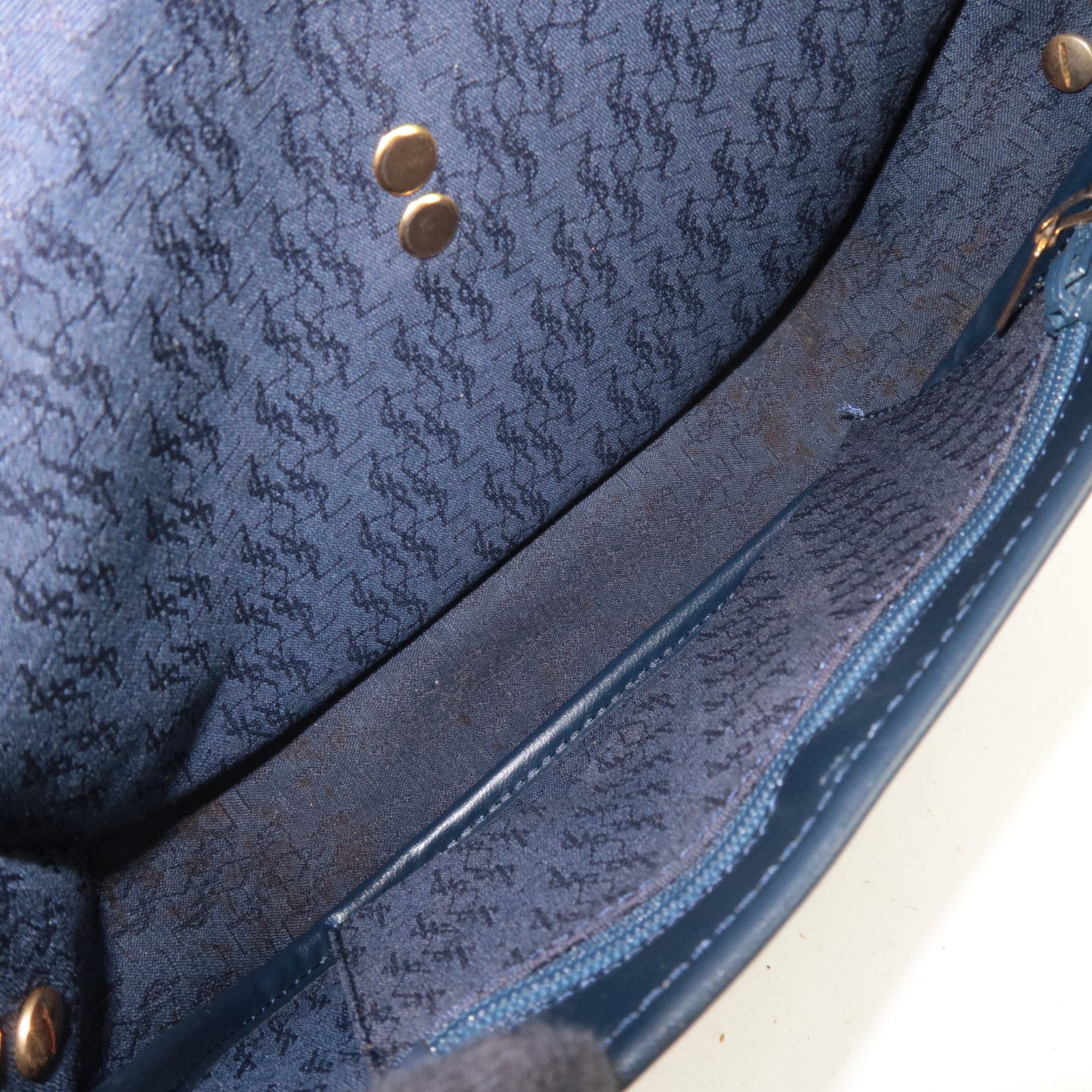 SAINT LAURENT YSL PVC Leather Shoulder Bag Navy