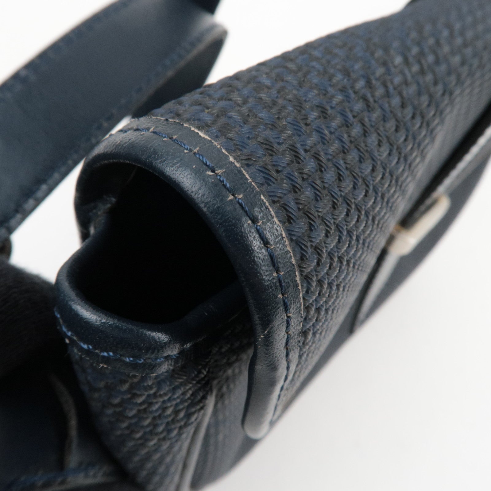 SAINT LAURENT YSL PVC Leather Shoulder Bag Navy