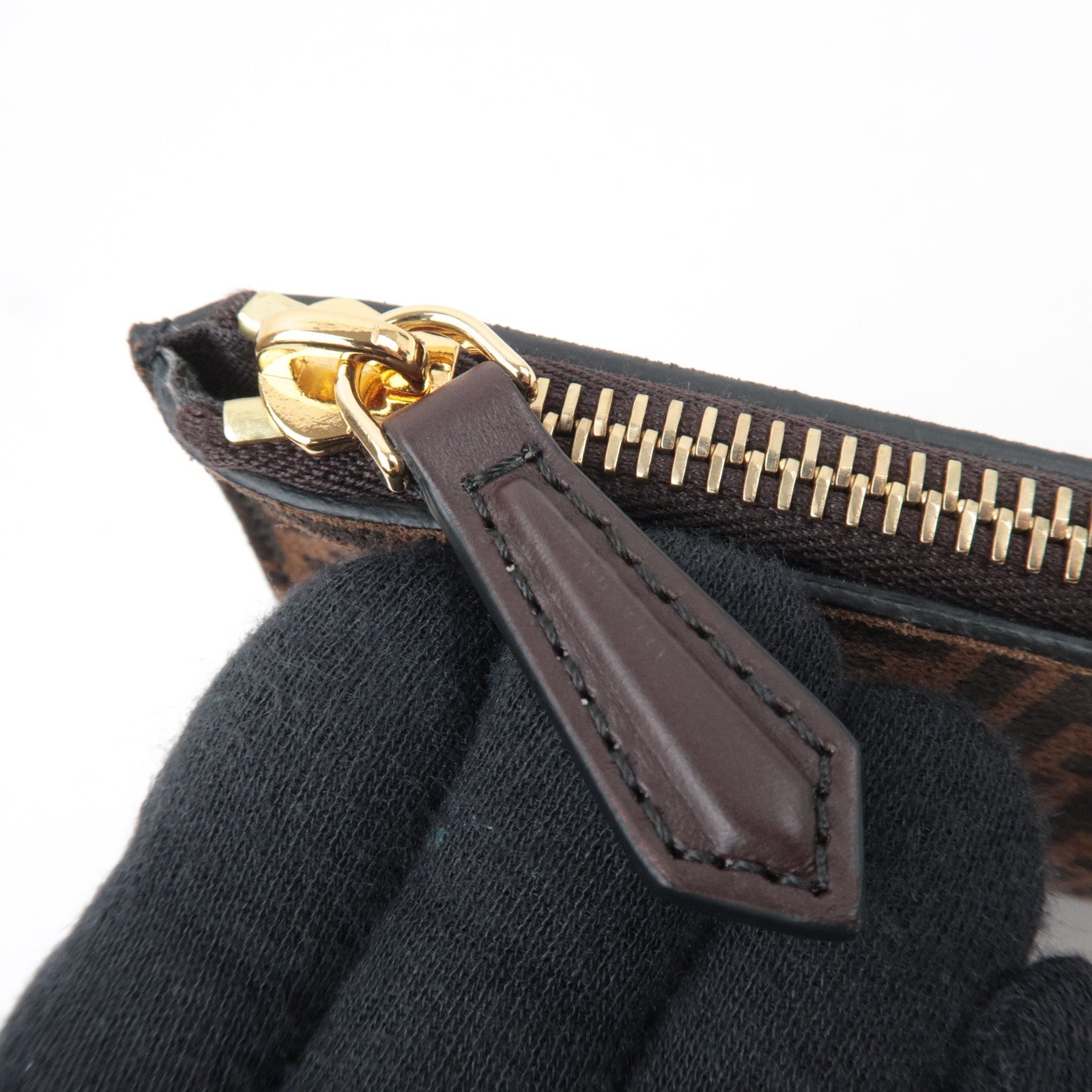 FENDI Zucca Suede Flat Pouch Clutch Bag 8N0149