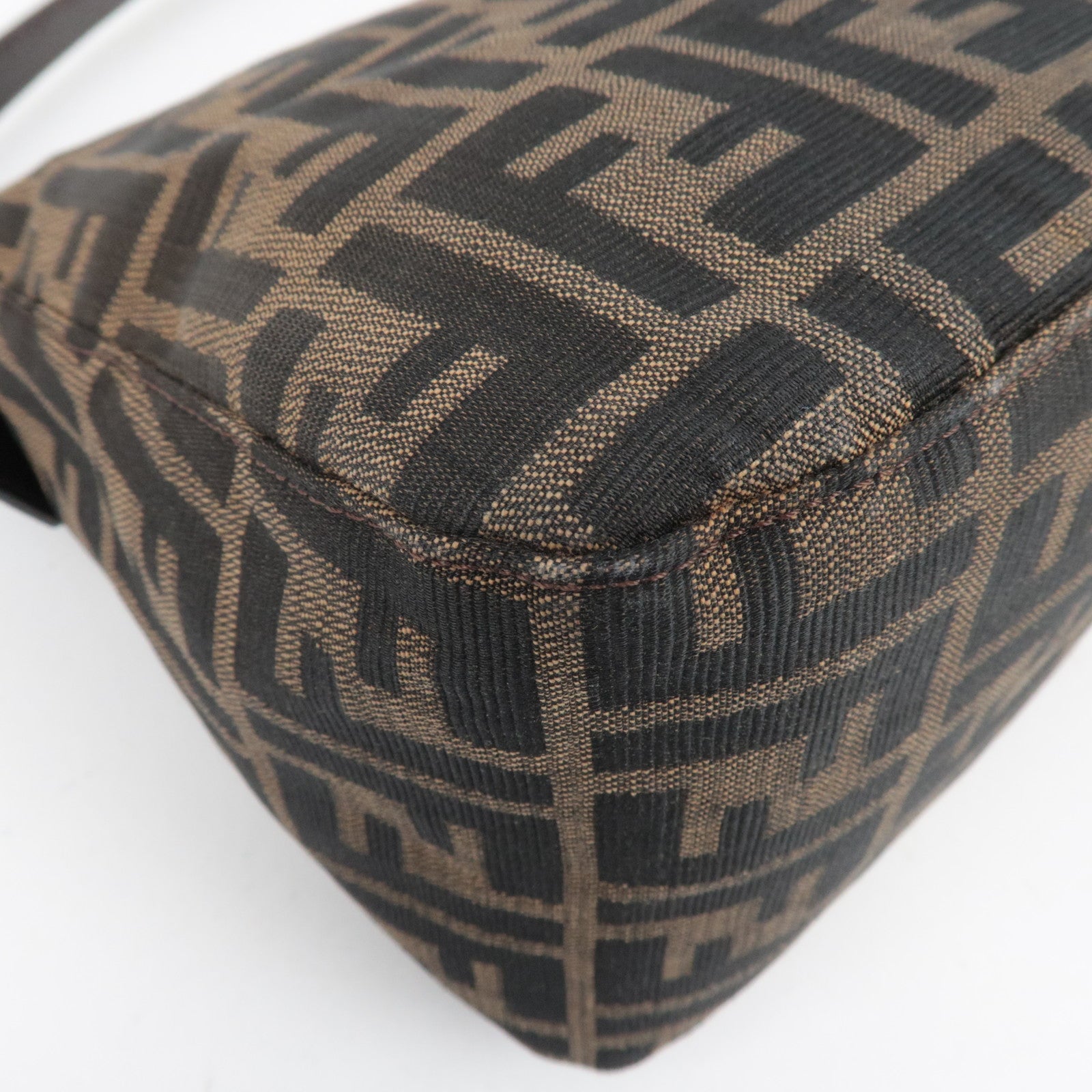 FENDI Zucca Canvas Leather Shoulder Bag Khaki Black Brown