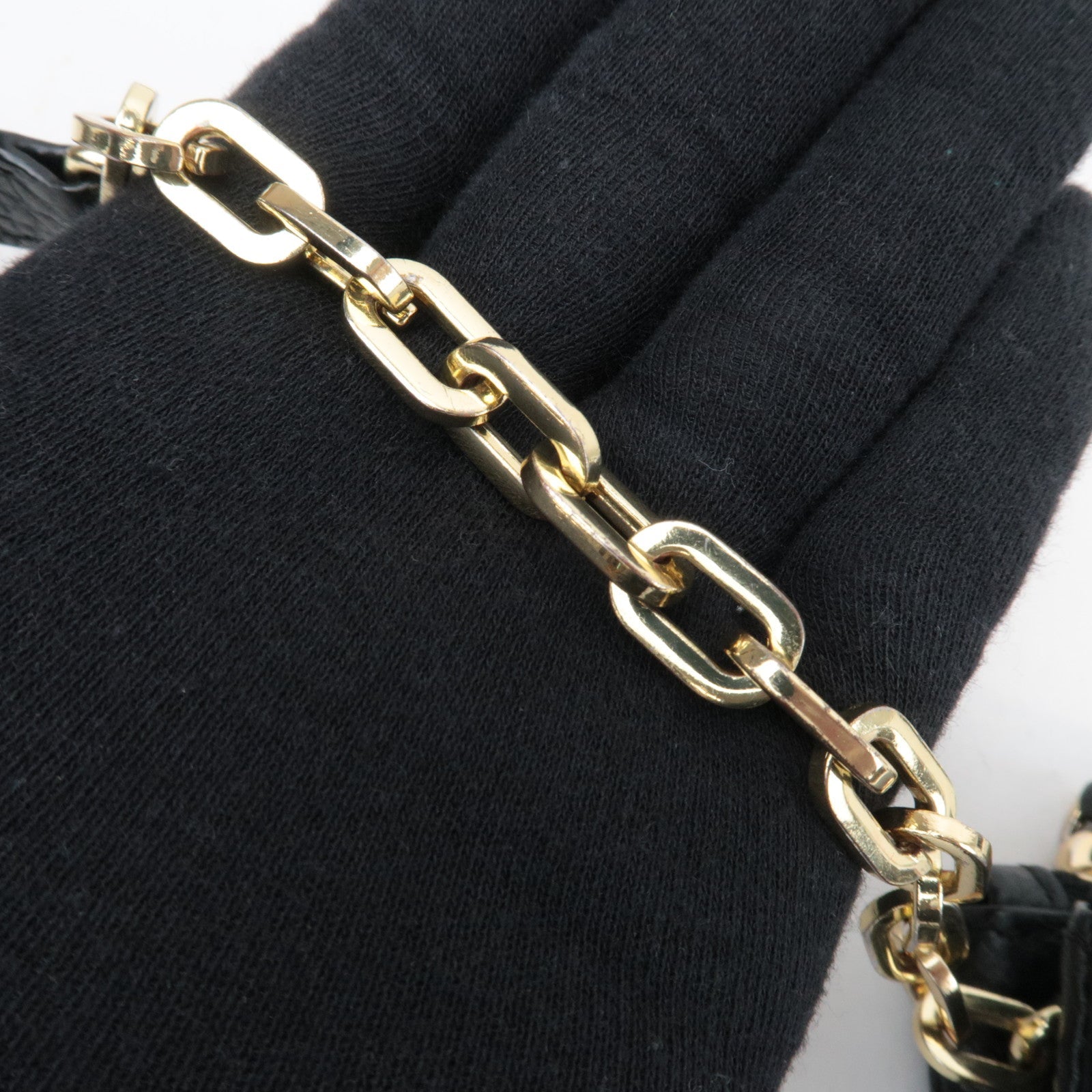 MIU MIU Leather Chain Shoulder Bag Black Gold HDW