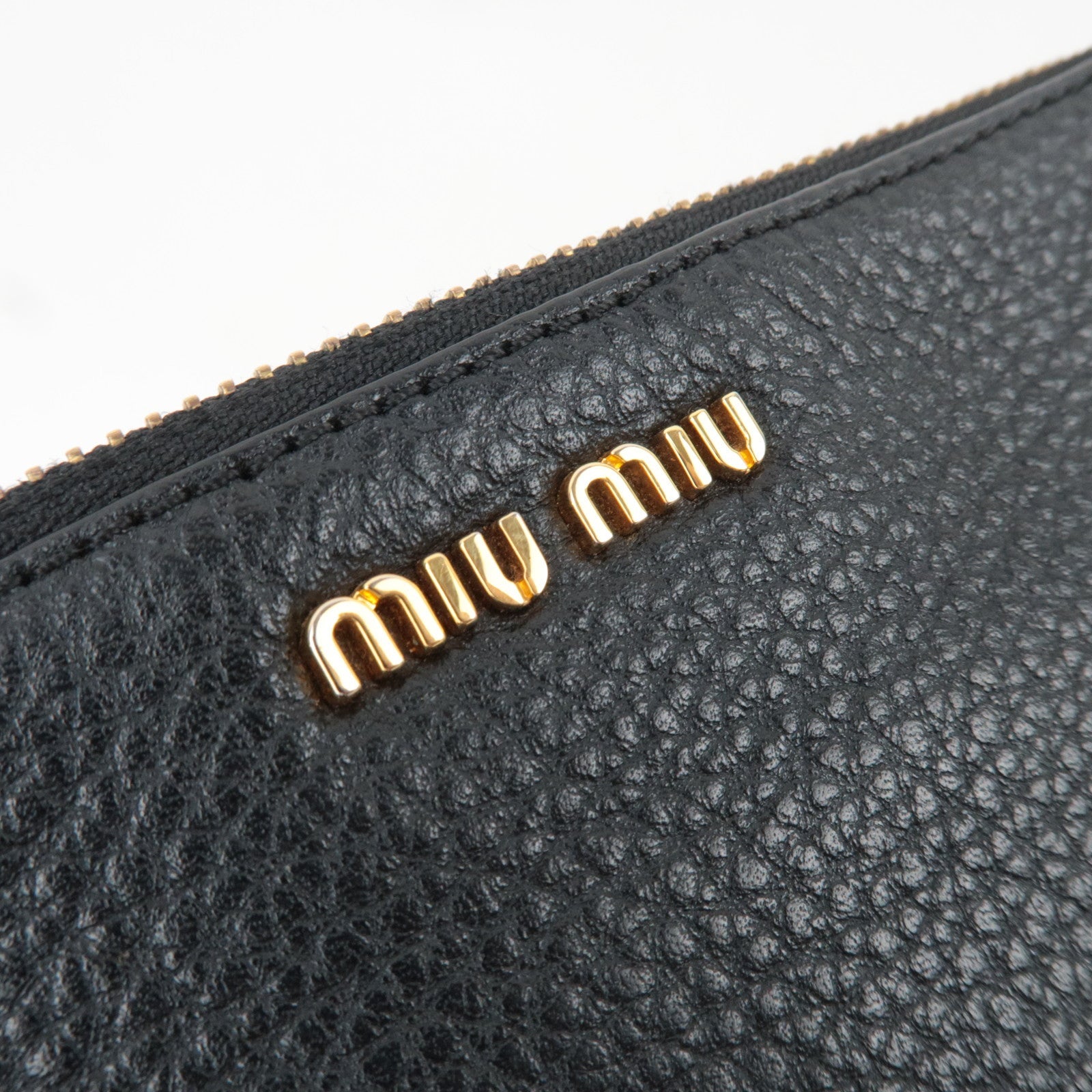 MIU MIU Leather Chain Shoulder Bag Black Gold HDW