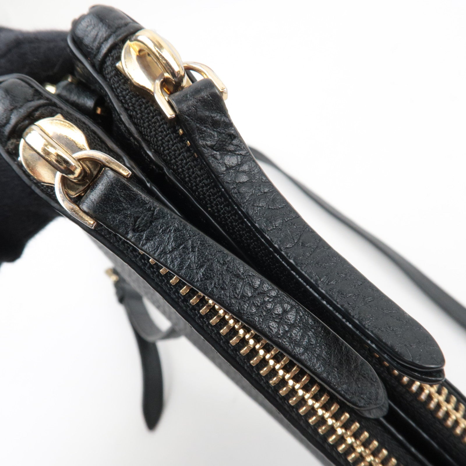 MIU MIU Leather Chain Shoulder Bag Black Gold HDW