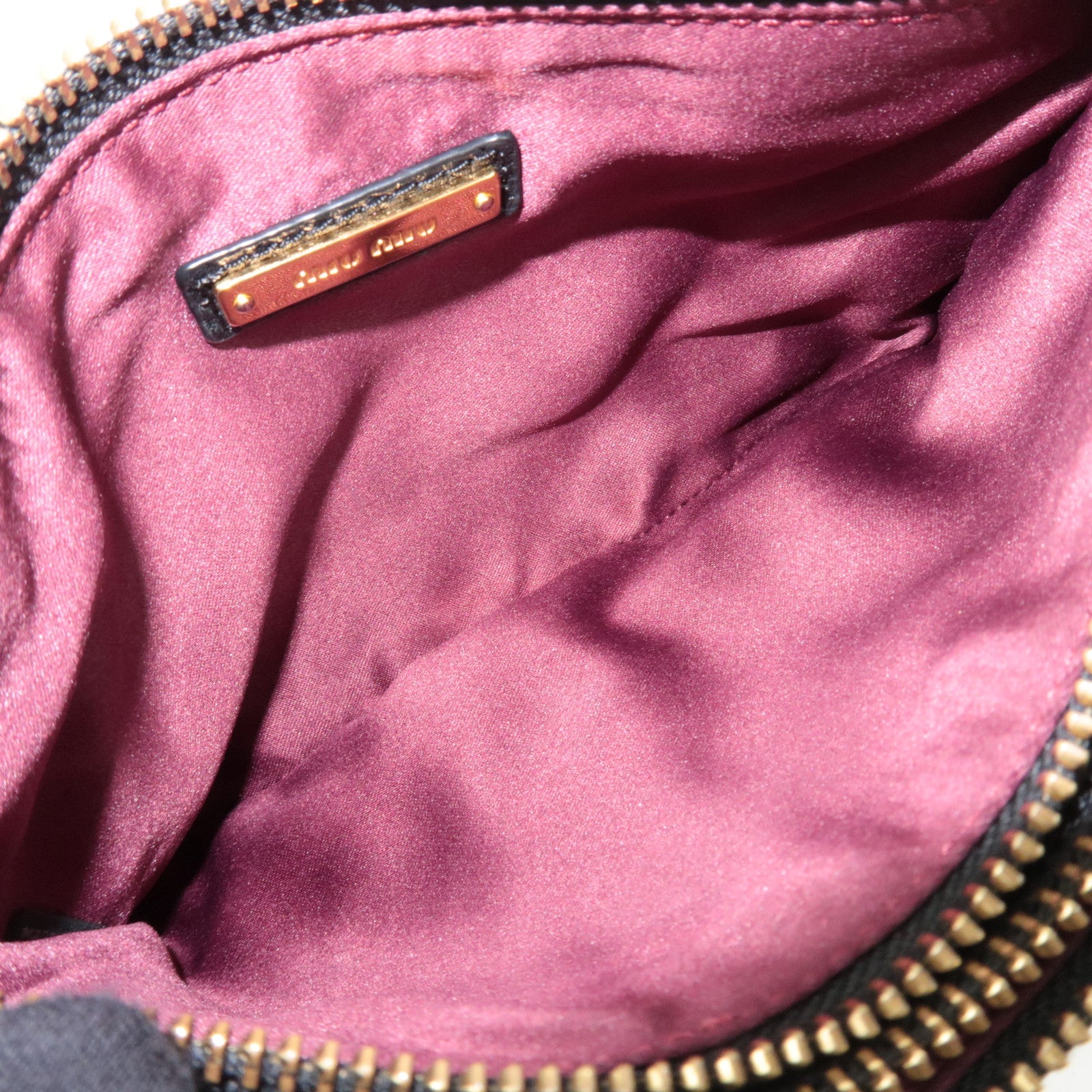 MIU MIU Leather Chain Shoulder Bag Black Gold HDW