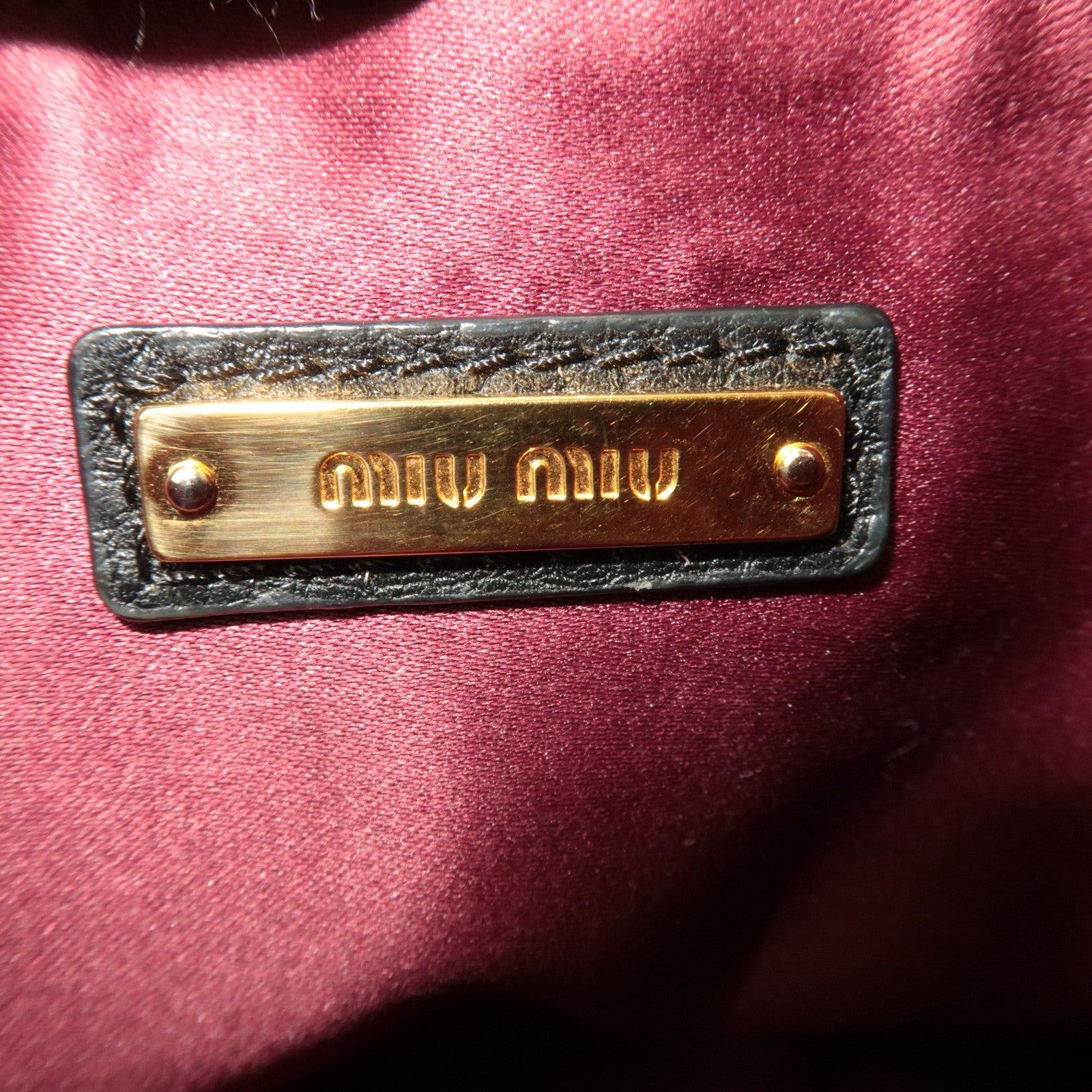 MIU MIU Leather Chain Shoulder Bag Black Gold HDW