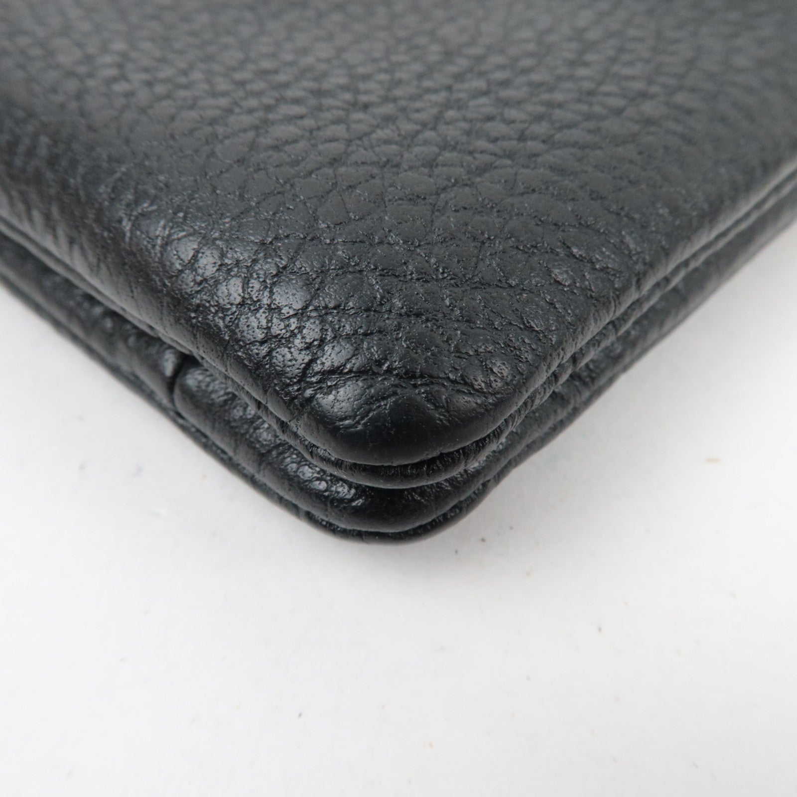 MIU MIU Leather Chain Shoulder Bag Black Gold HDW