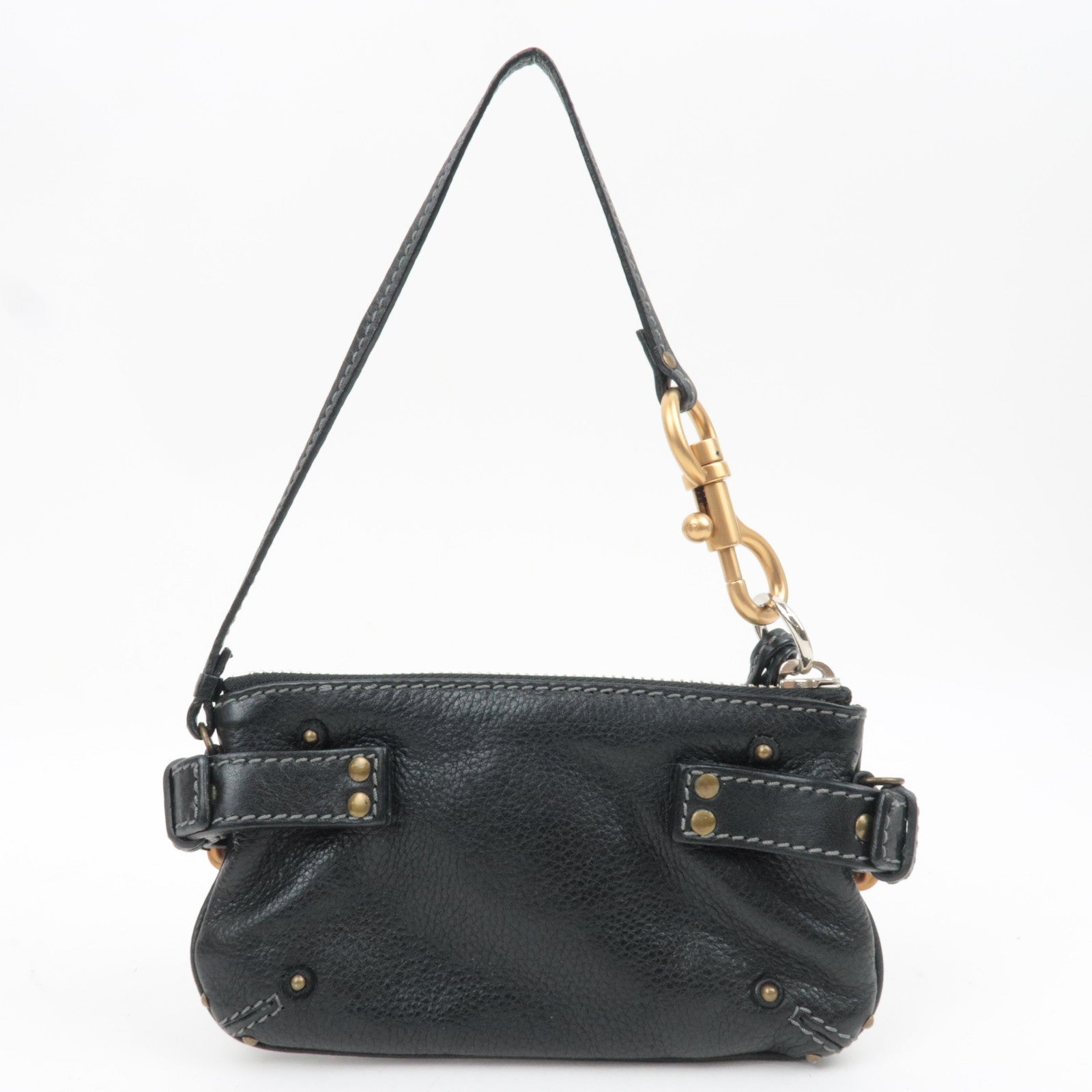 Chloe Paddington Leather Small Bag Accessory Pouch Black Gold HDW