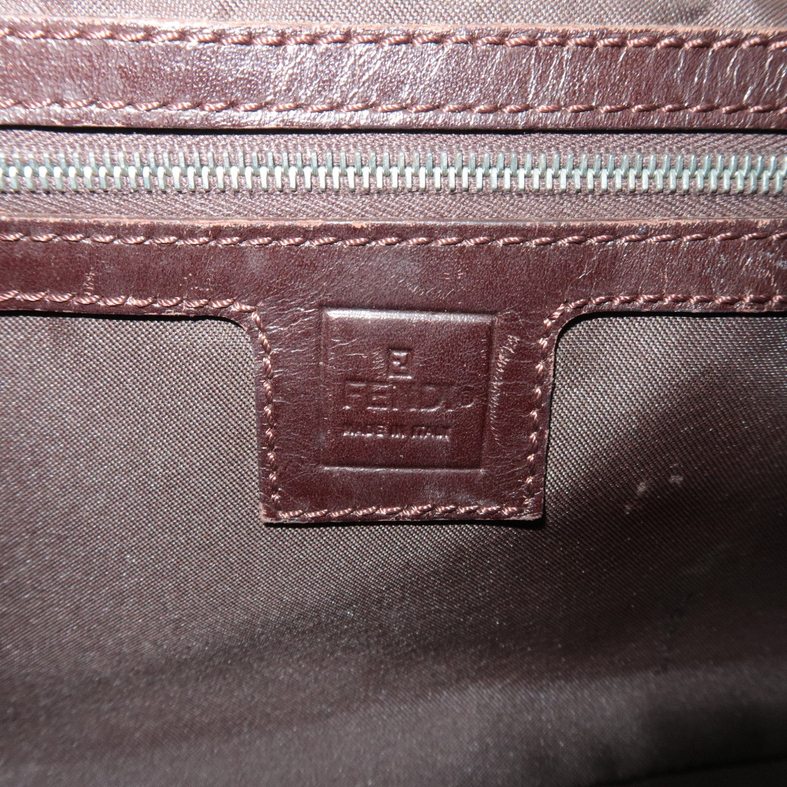 FENDI Zucca Canvas Leather Shoulder Bag Khaki Black Brown 26569