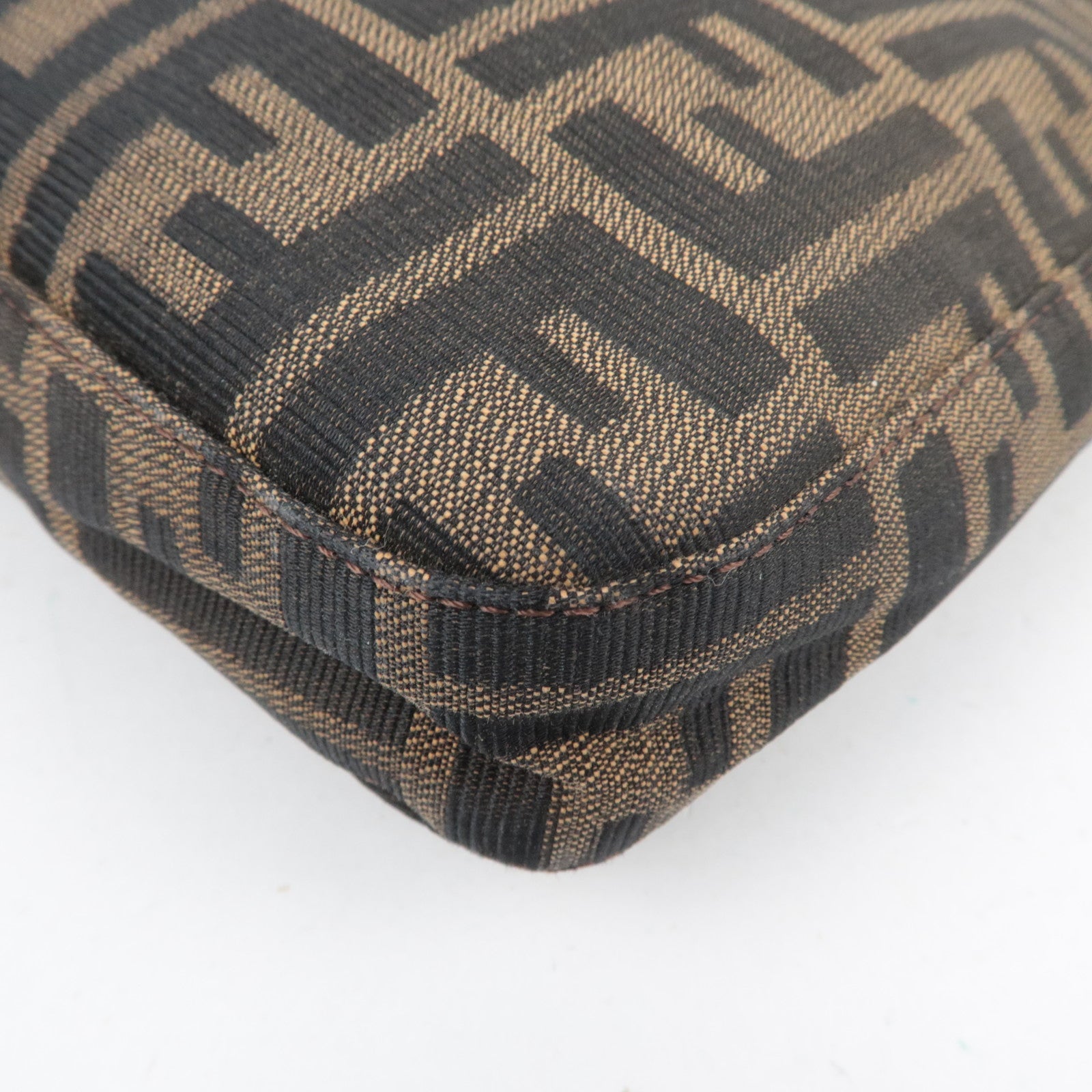 FENDI Zucca Canvas Leather Shoulder Bag Khaki Black Brown 26569