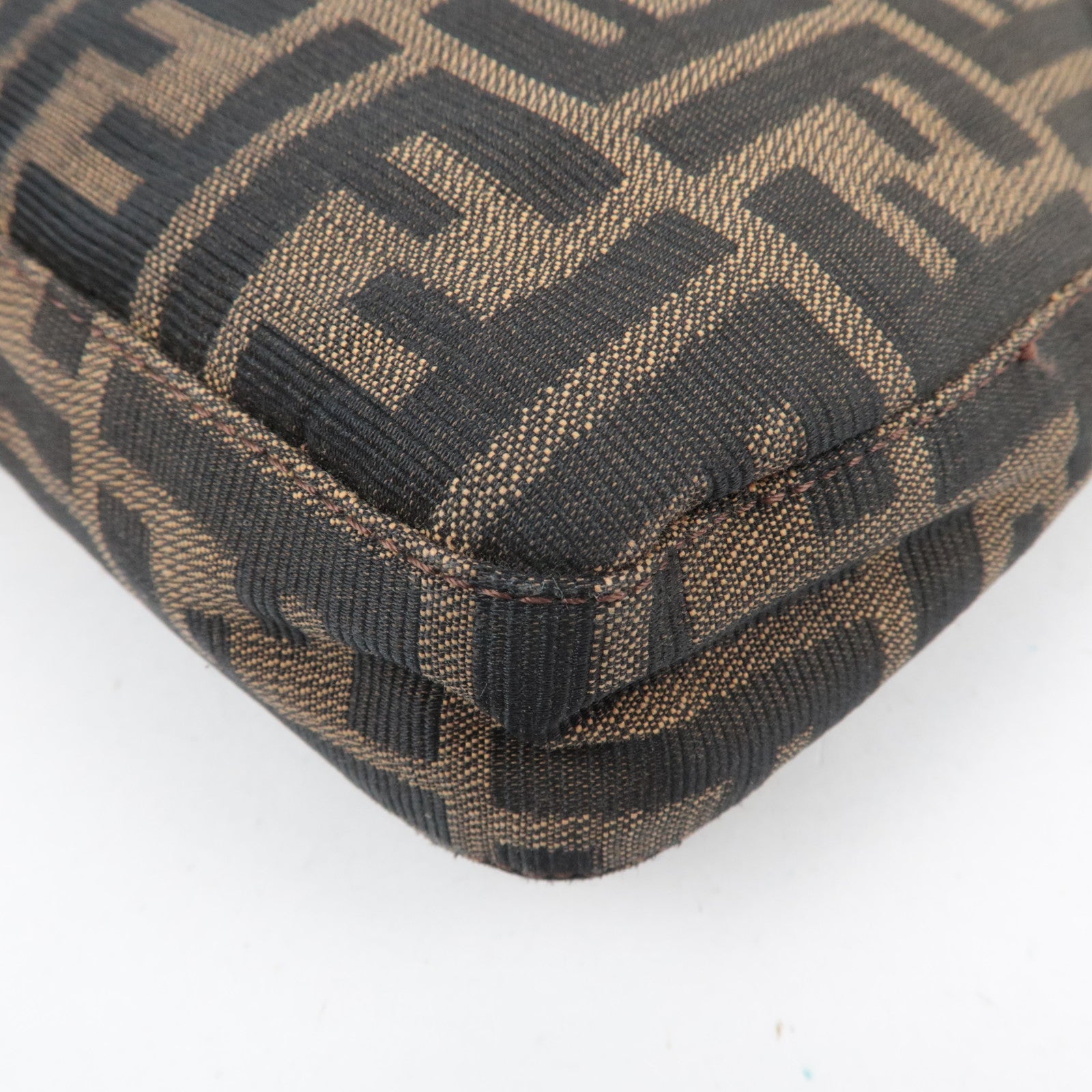 FENDI Zucca Canvas Leather Shoulder Bag Khaki Black Brown 26569