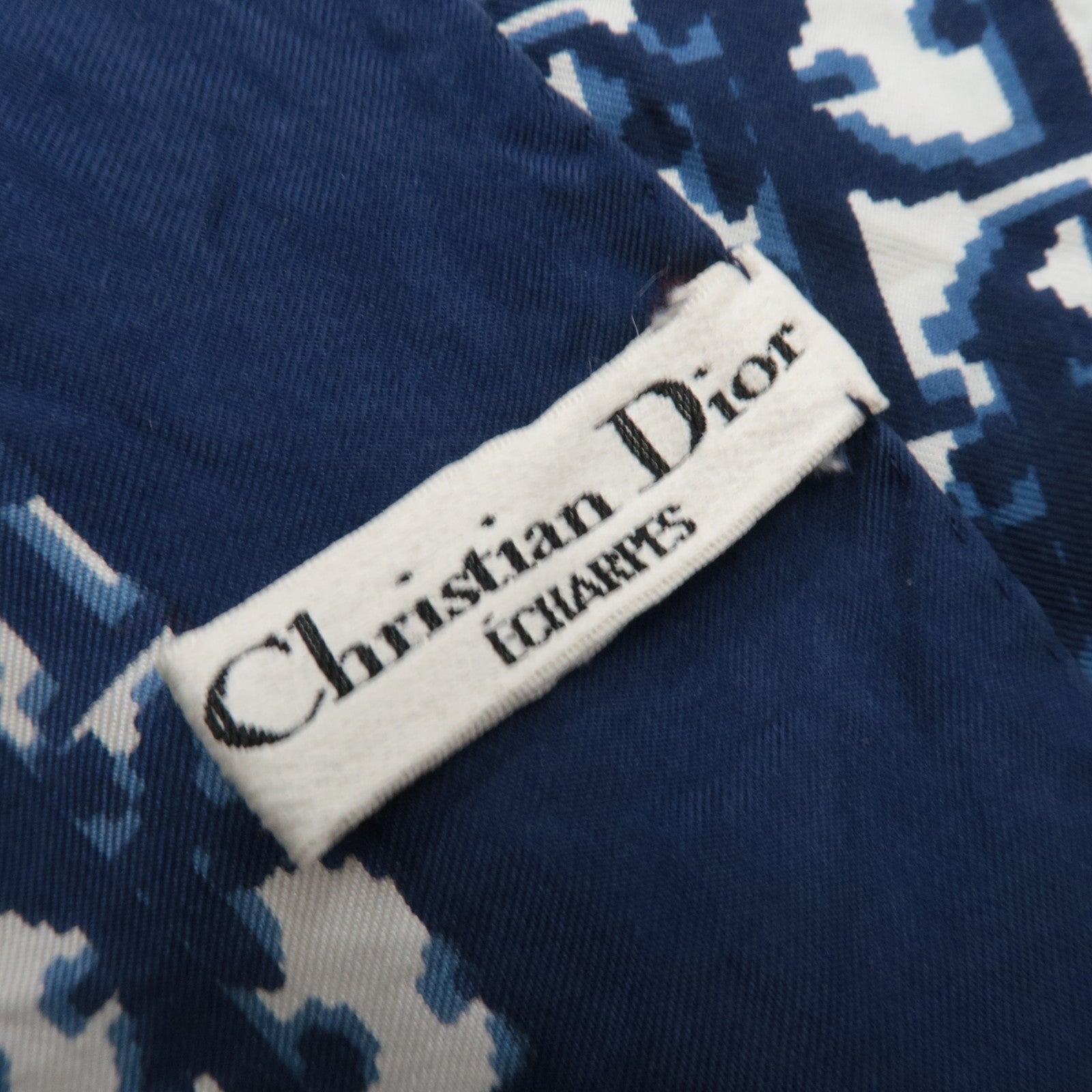 Christian Dior Trotter 100% Silk Scarf Navy