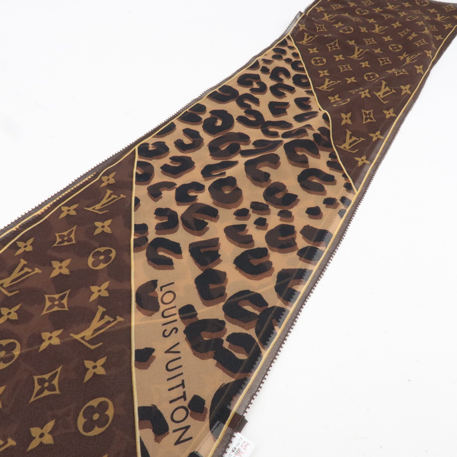 Louis Vuitton Echarpe Monogram Leopard 100% Silk Scarf M72123