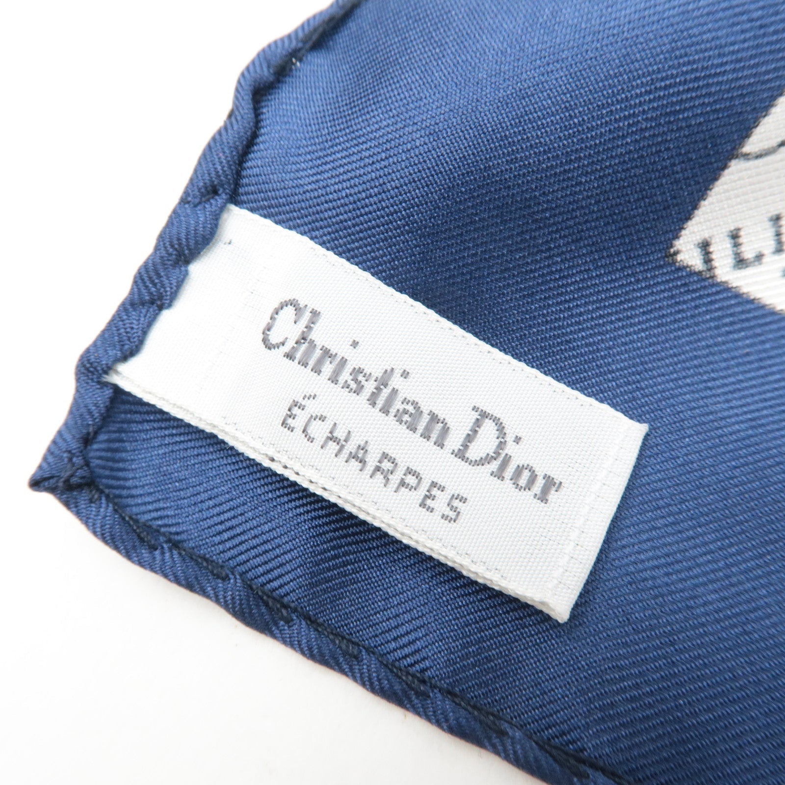 Christian Dior 100% Silk Logo Scarf Red White Navy