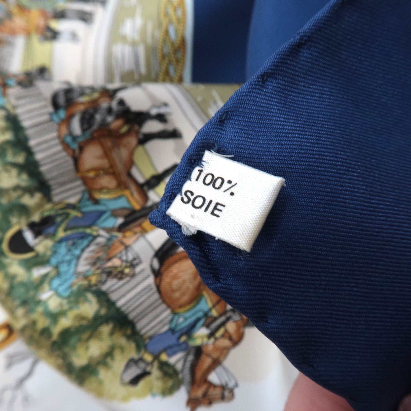 HERMES Carre 90 100% Silk Scarf GRANDS ATTELAGES Navy