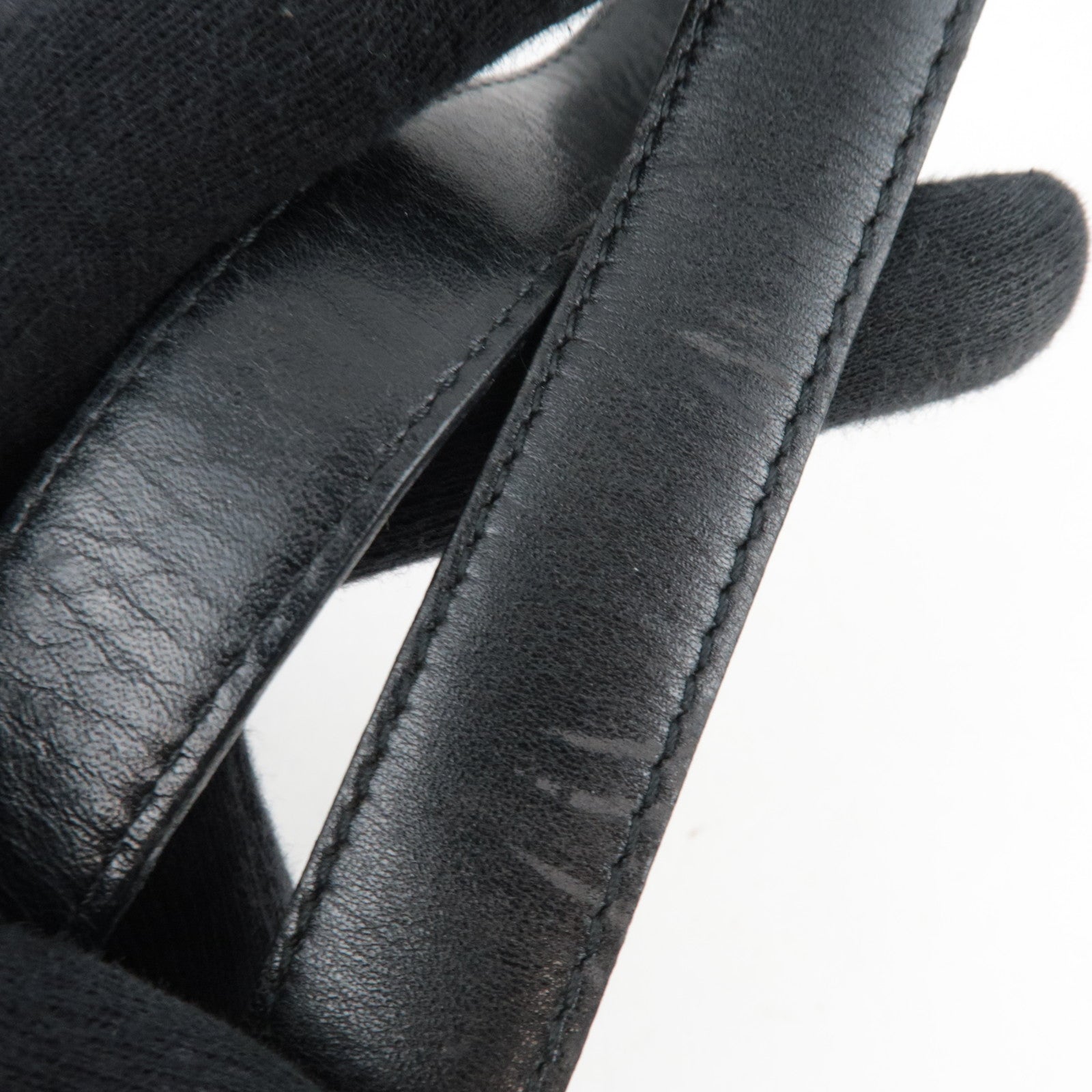 Christian Dior Oval Logo Bucket Leather Shoulder Bag Black