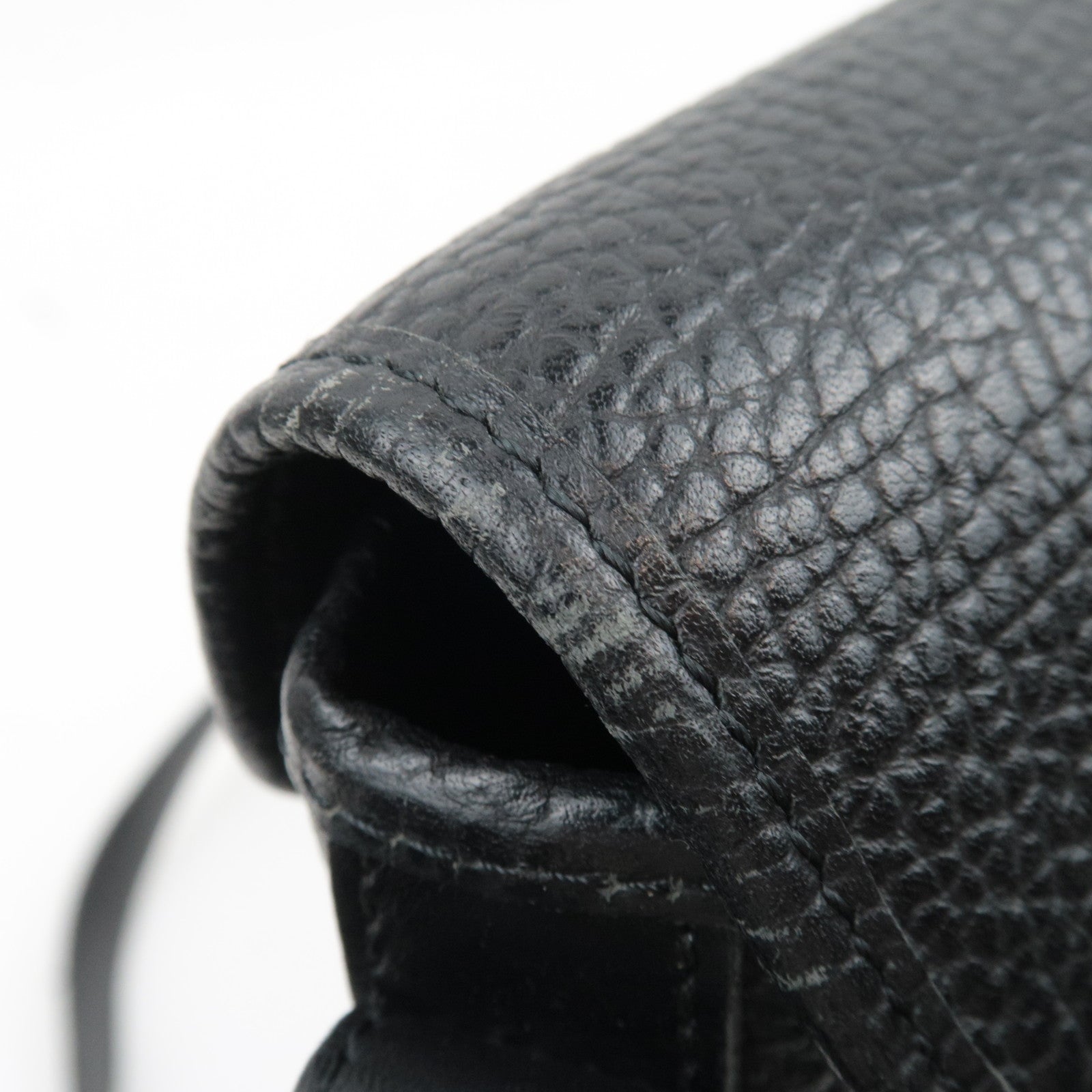 Christian Dior Oval Logo Bucket Leather Shoulder Bag Black