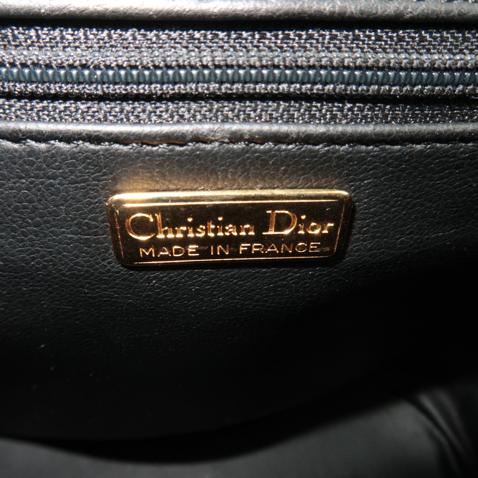 Christian Dior Oval Logo Bucket Leather Shoulder Bag Black