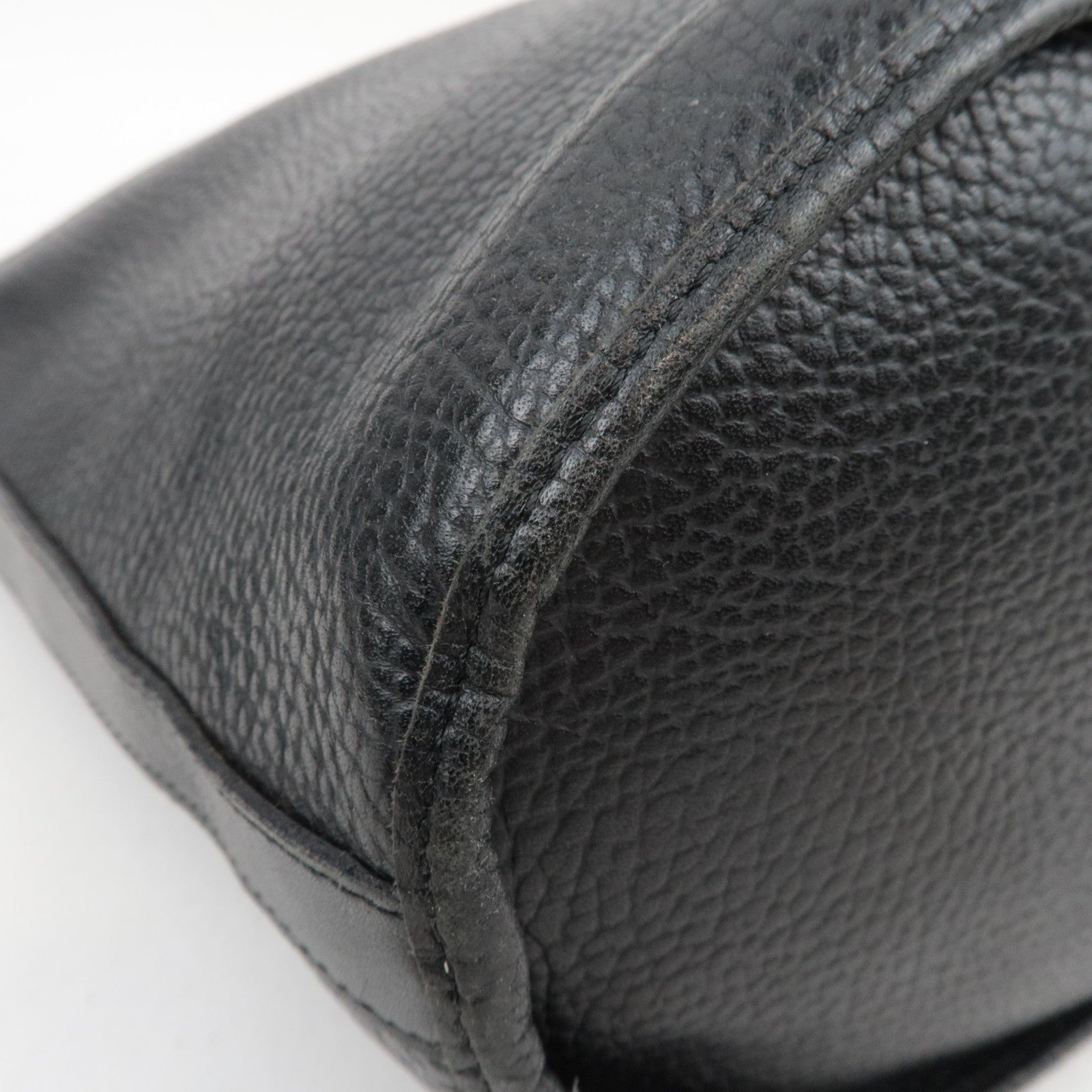 Christian Dior Oval Logo Bucket Leather Shoulder Bag Black