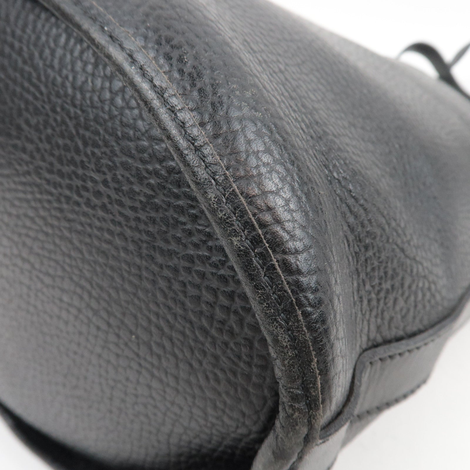 Christian Dior Oval Logo Bucket Leather Shoulder Bag Black