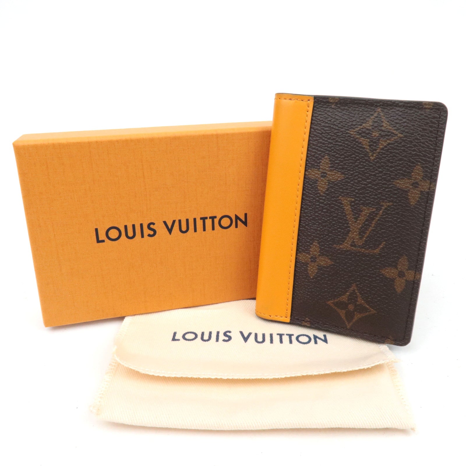 Louis Vuitton Monogram Macassar Organizer De Poche Card Case Saffron M82547