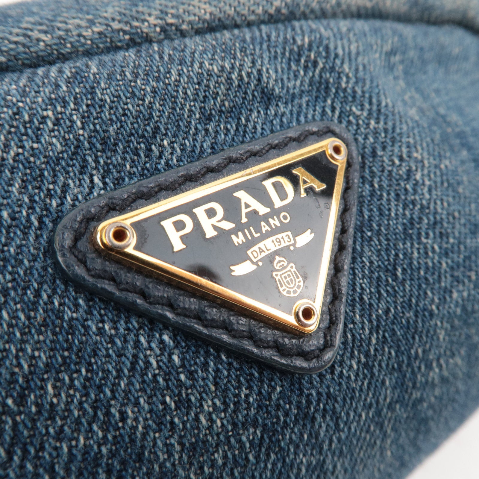 PRADA Small Pouch Cosmetic Pouch Denim Blue
