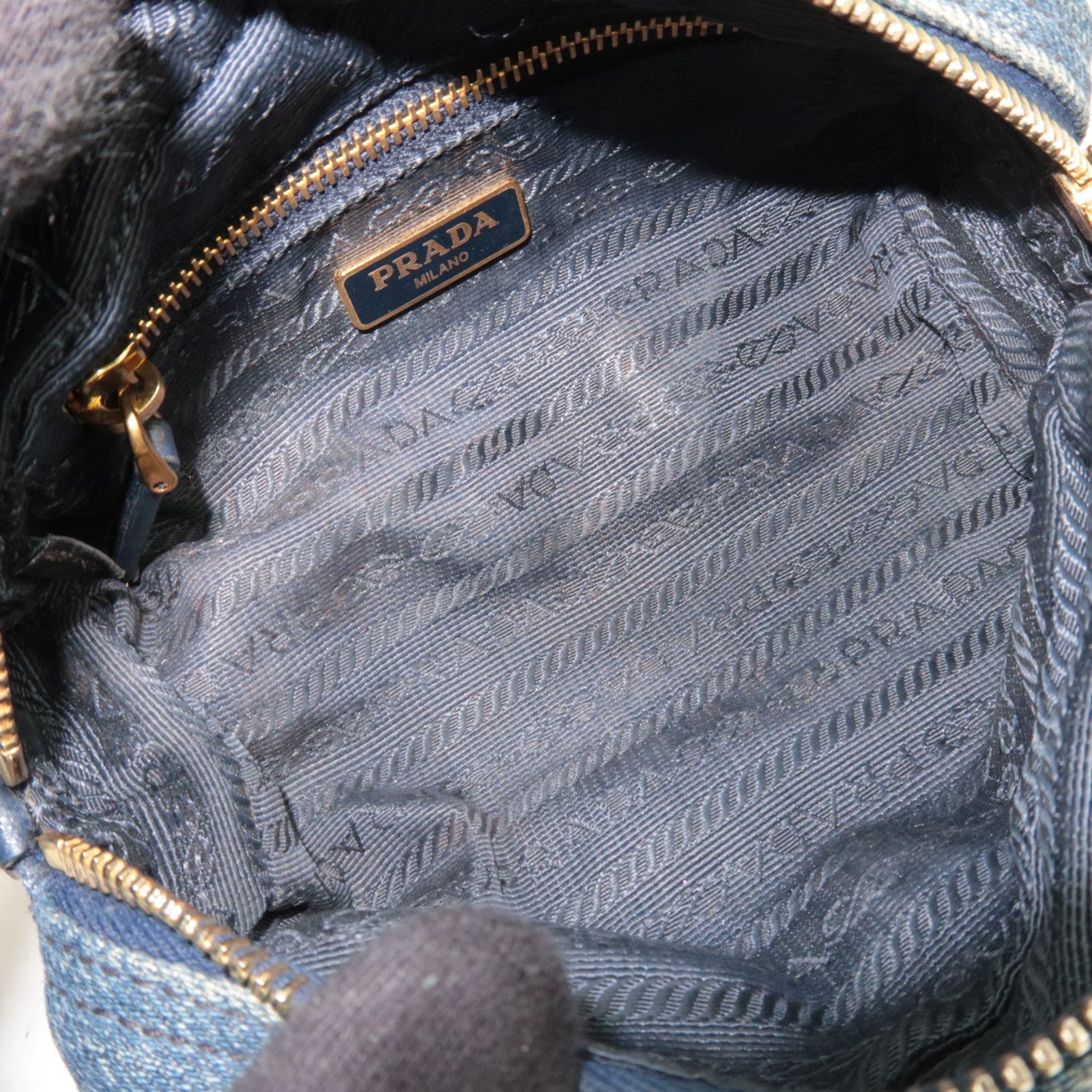 PRADA Small Pouch Cosmetic Pouch Denim Blue